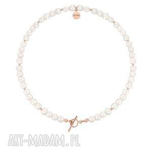naszyjnik z różowego złota z pereł naturalnych z ozdobnym