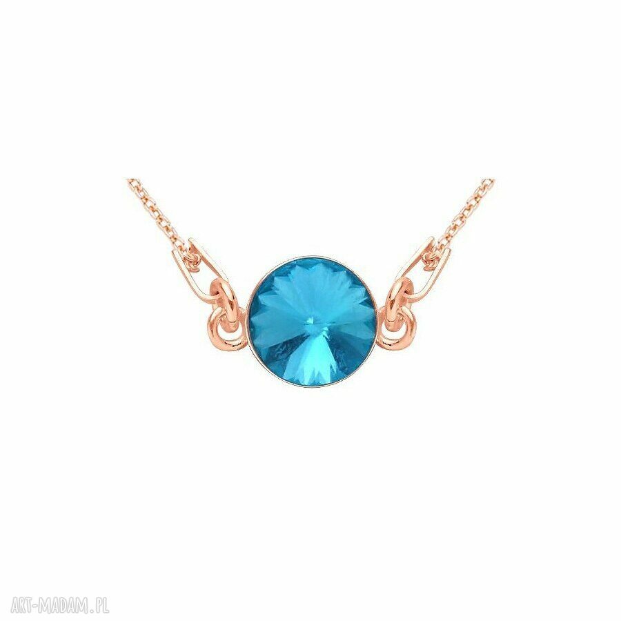 naszyjniki: NASZYJNIK Z RÓŻOWEGO ZŁOTA Z TURKUSOWYM KRYSZTAŁEM SWAROVSKI® CRYSTAL