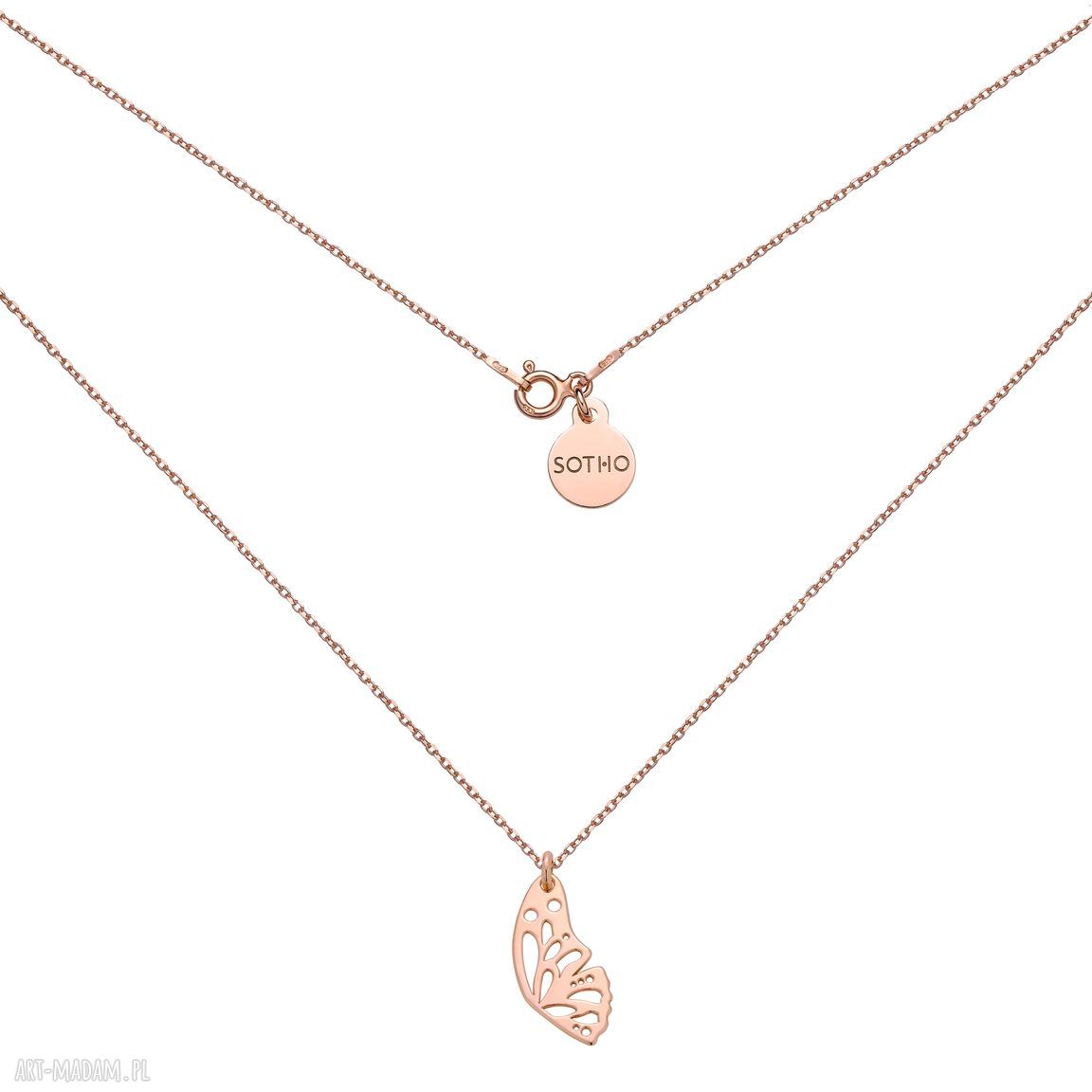 Naszyjnik skrzydełkiem motyla różowego złota skrzydełko łańcuszek