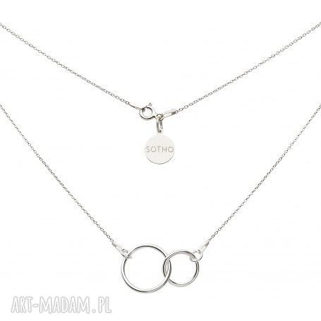 Srebrny naszyjnik dwa karma zawieszka łańcuszek koła modowy