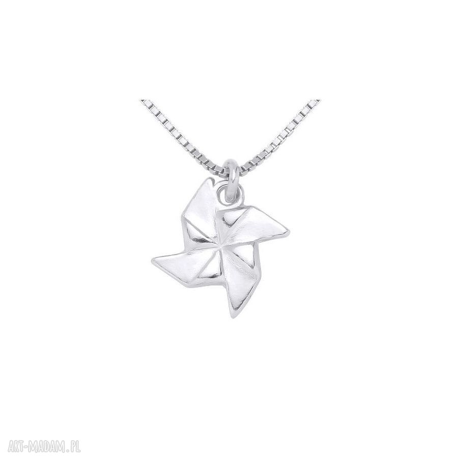 naszyjniki: srebrny naszyjnik z wiatraczkiem Handmade