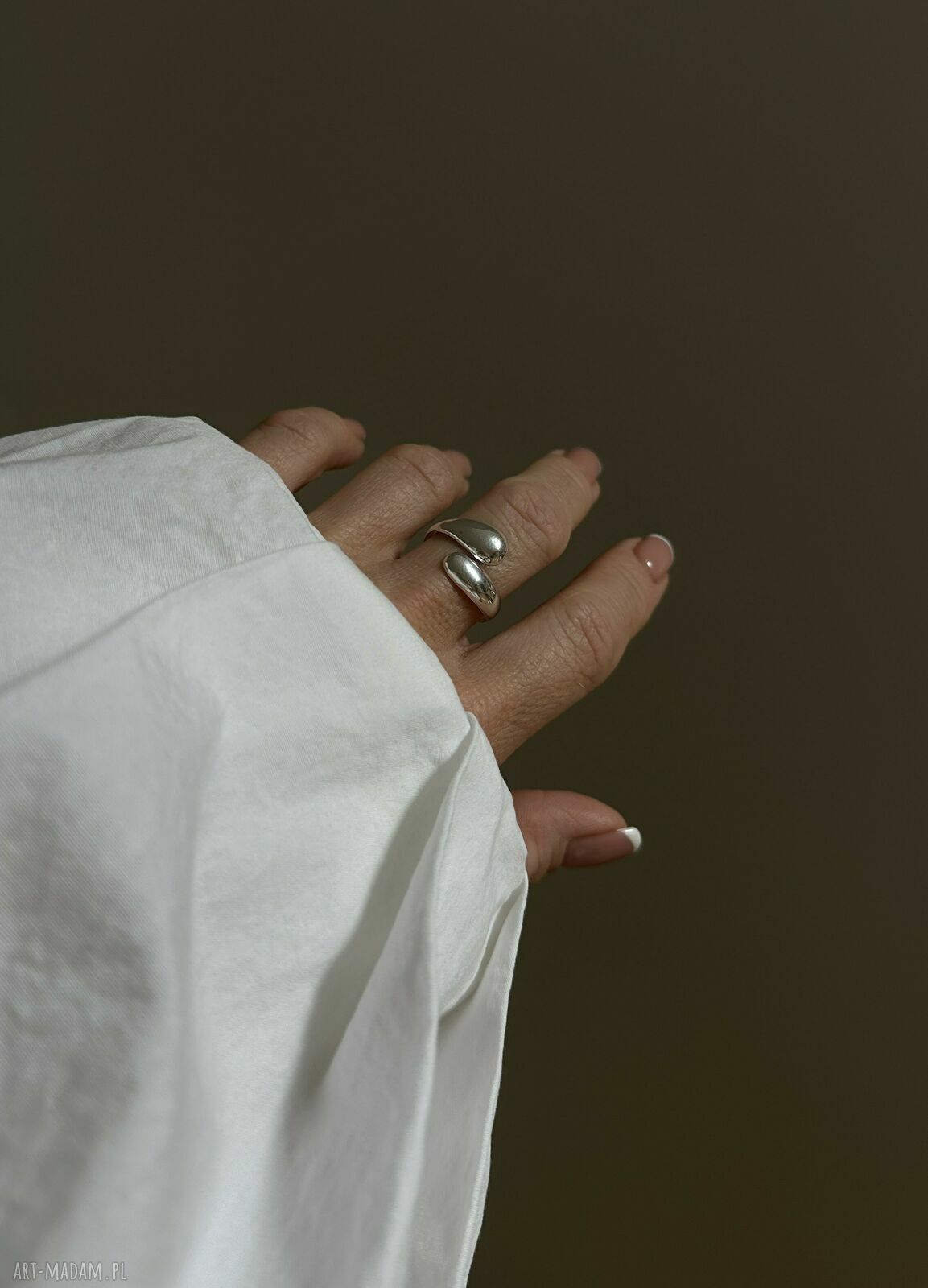 pierścionki: Srebrny pierścionek krople handmade