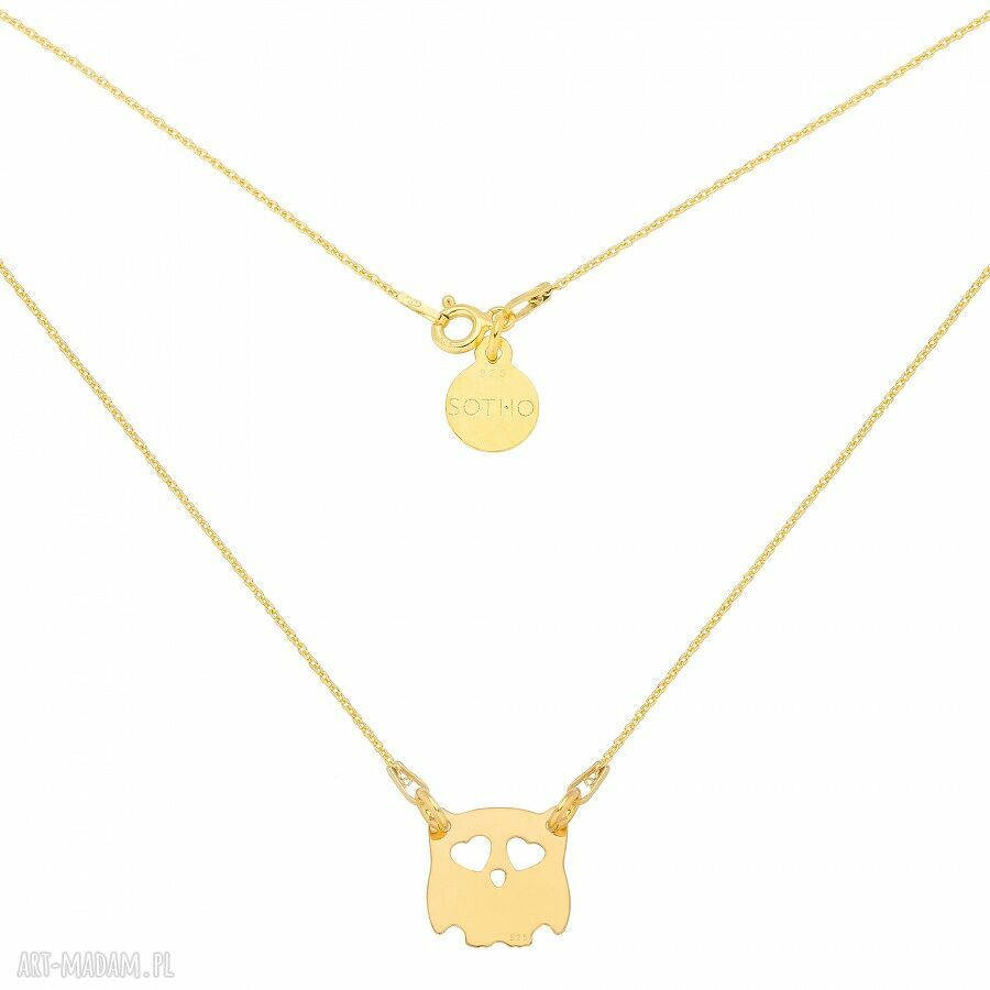 Złoty krótki naszyjnik sową zawieszka delikatny modowy