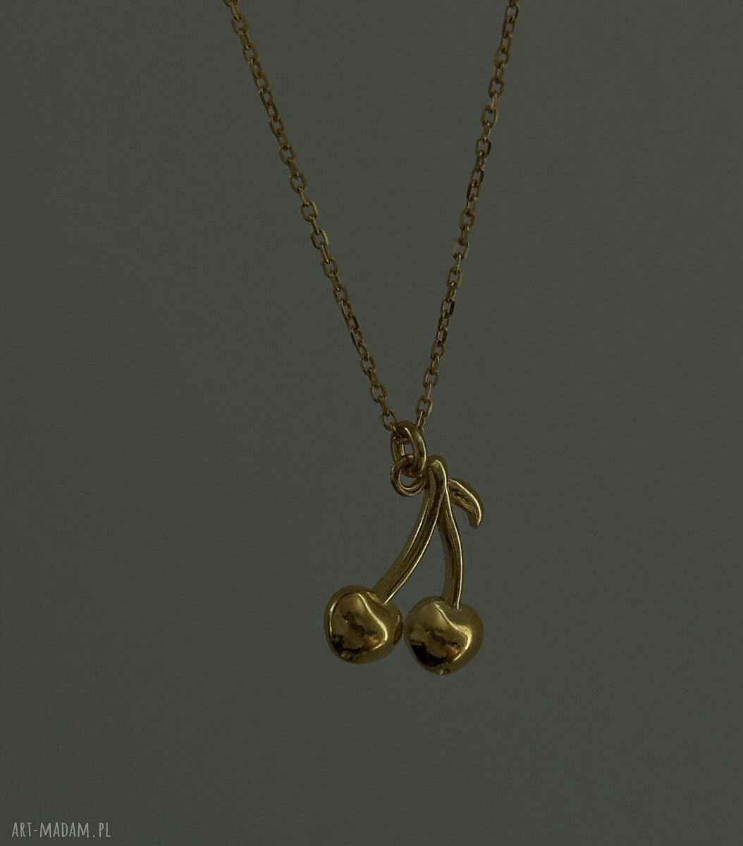 naszyjniki: Złoty naszyjnik z wisienkami Ręczne wykonanie
