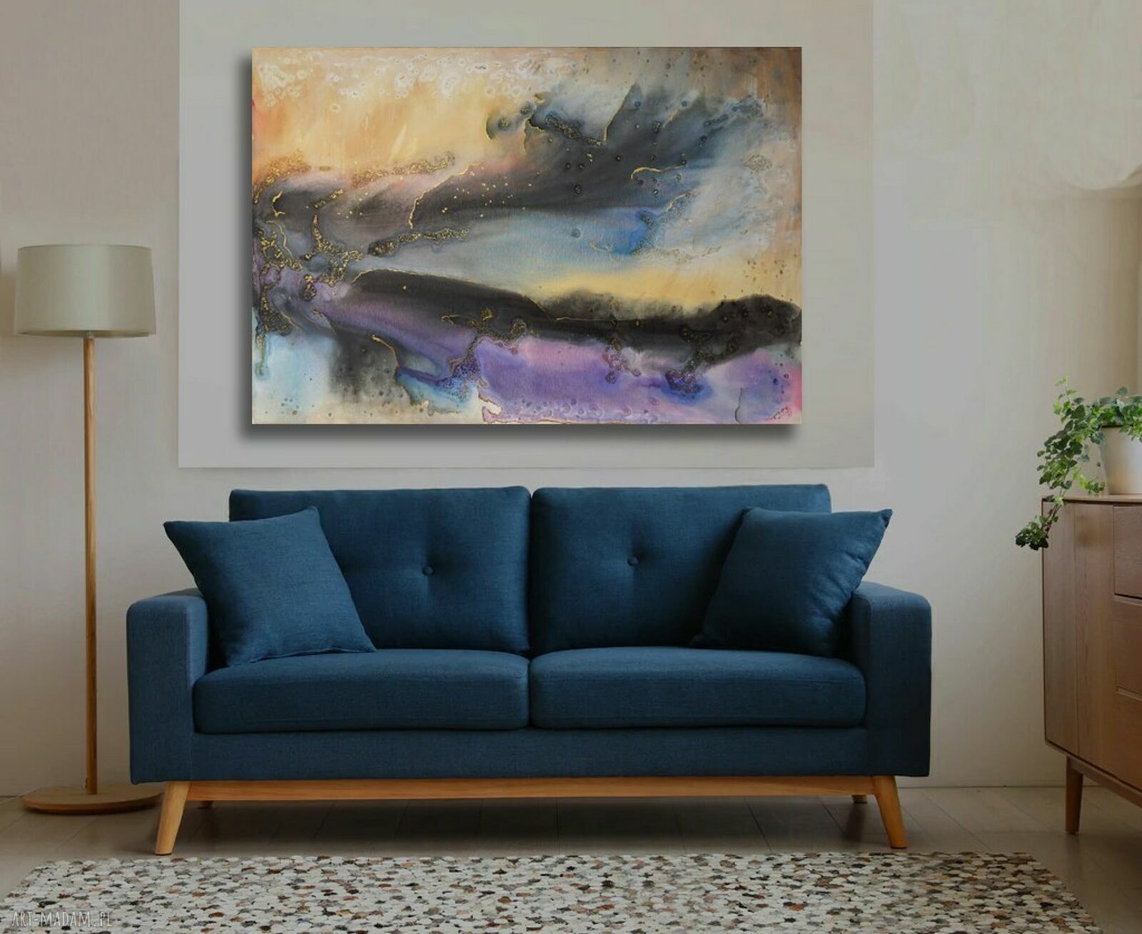 Moje mgły 54 - kolorowy obraz abstrakcyjny 150 x 100 cm (akryl, czarne boki)