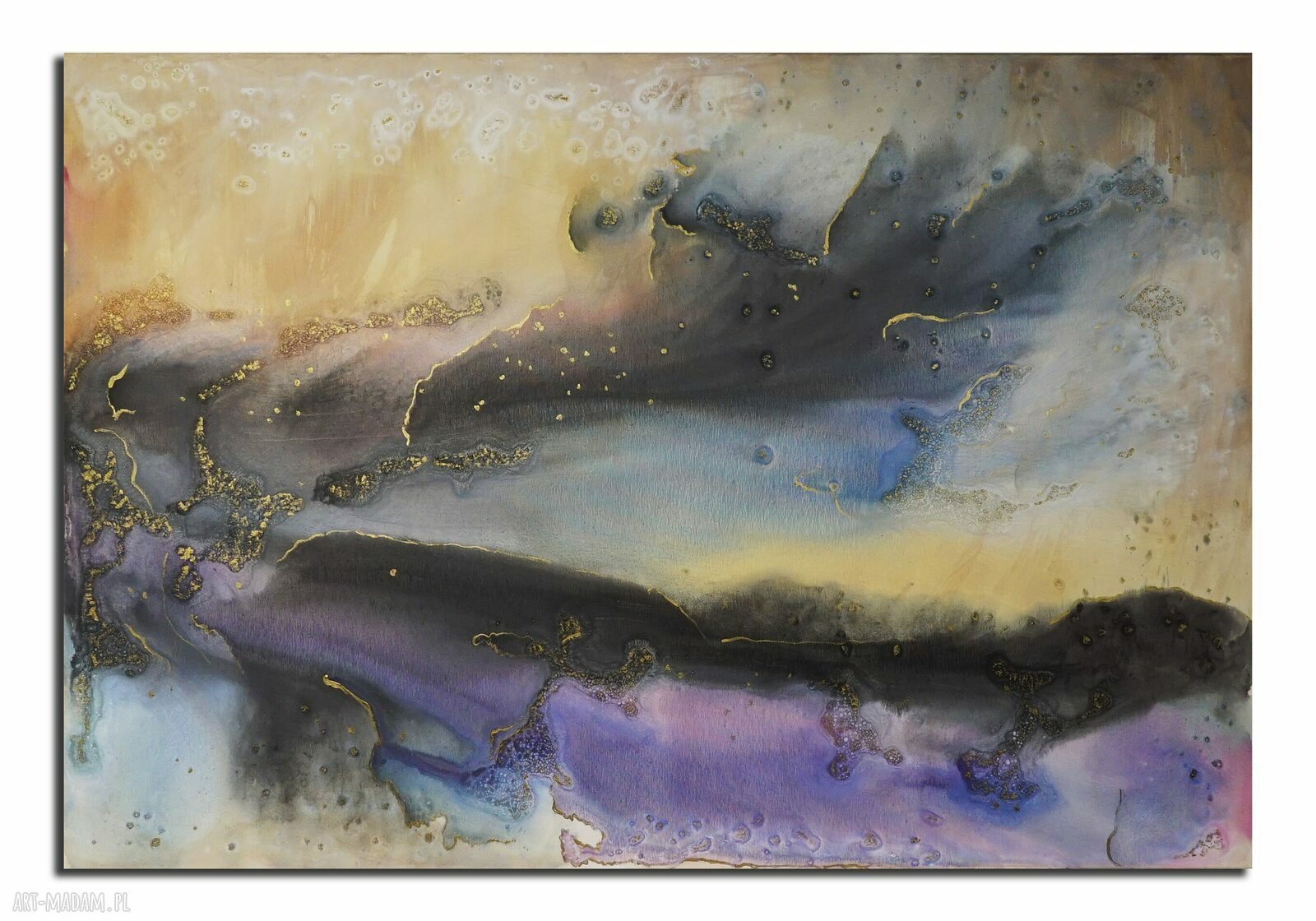 Moje mgły 54 - kolorowy obraz abstrakcyjny 150 x 100 cm (akryl, czarne boki)
