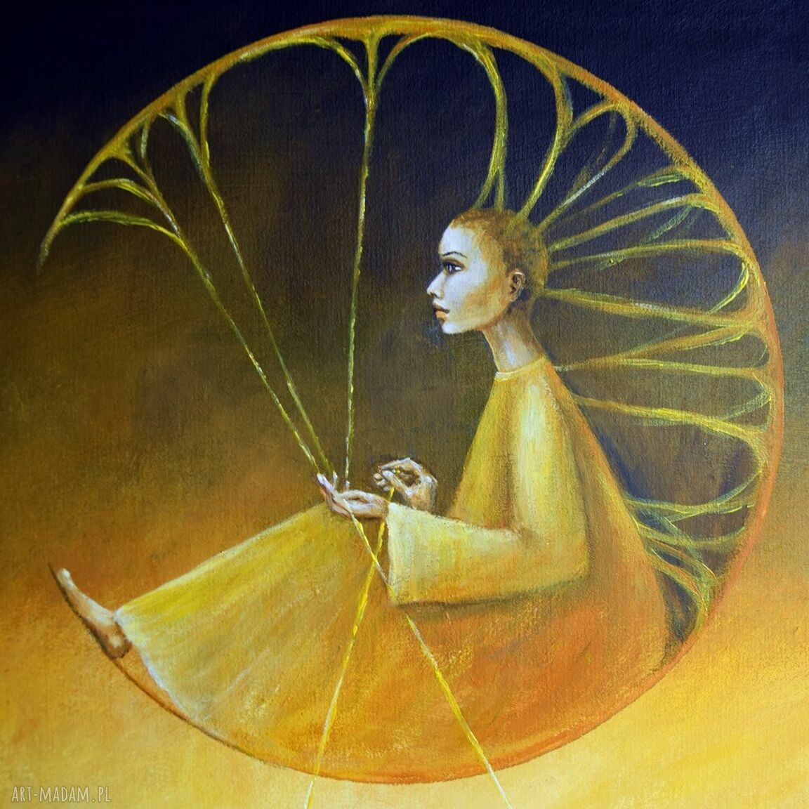 Mojra II - oryginalny obraz ręcznie malowany na płótnie 40x50 cm, surrealizm