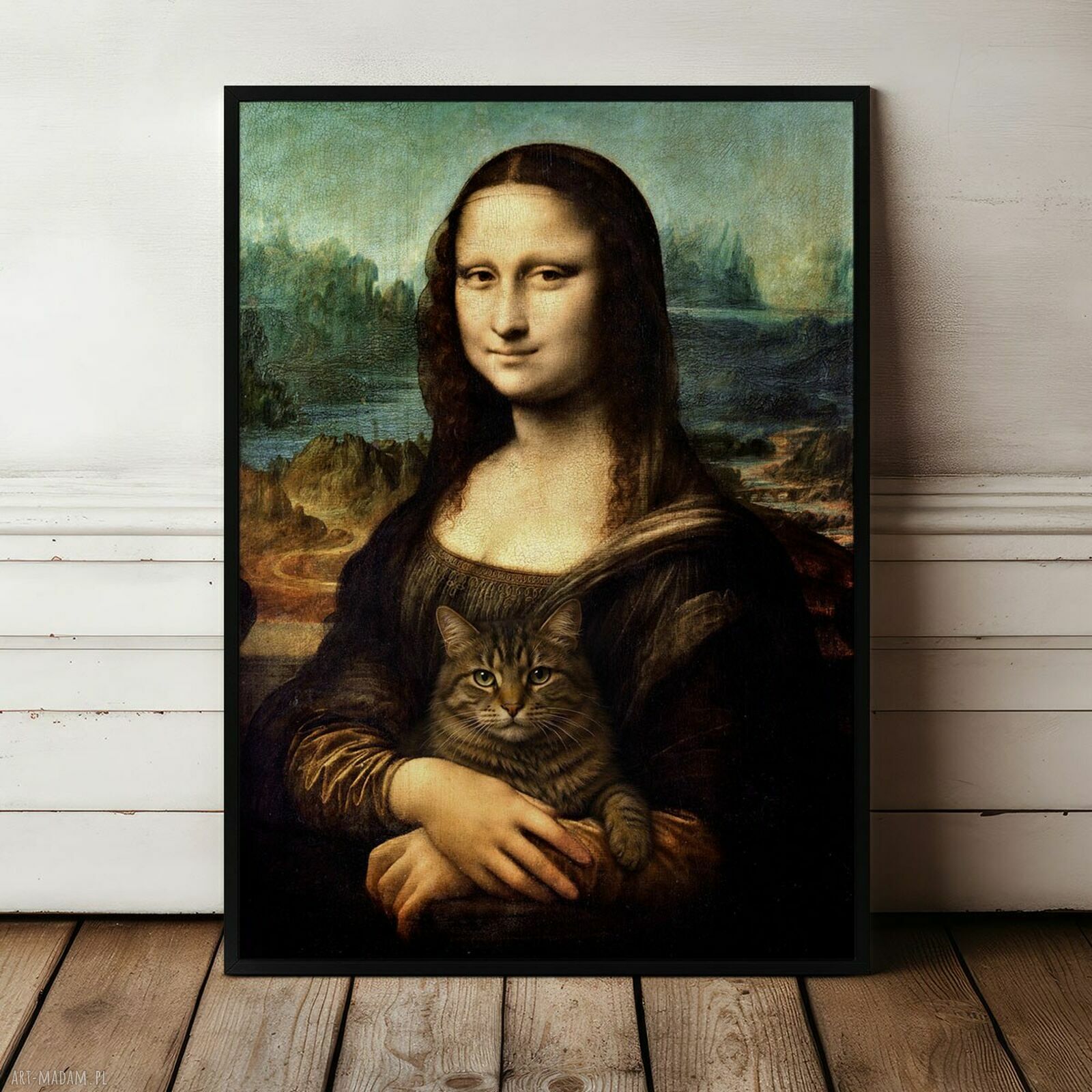 Plakat Mona Lisa z kotem - format 61x91 cm Hogstudio