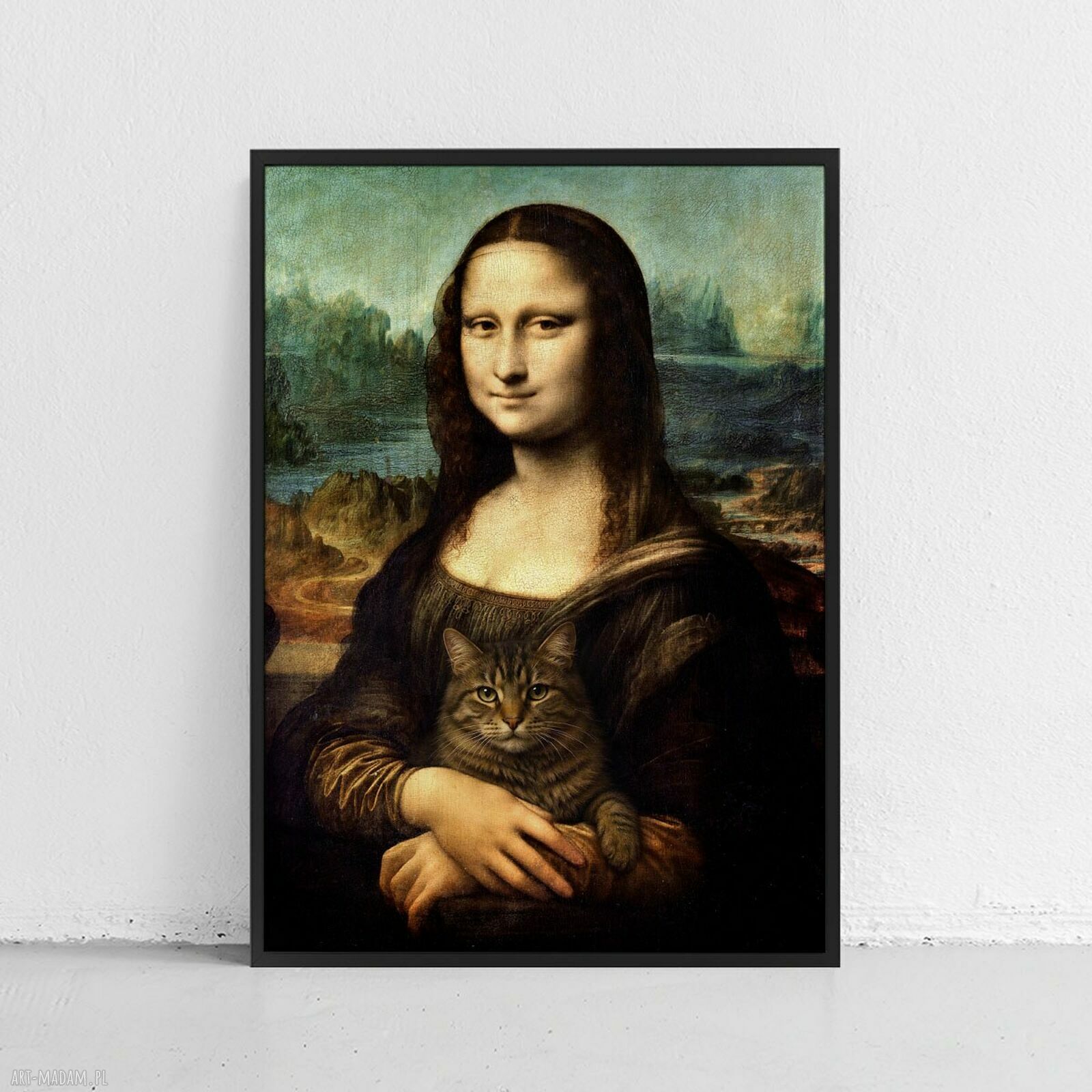 Plakat Mona Lisa z kotem - format 61x91 cm Hogstudio