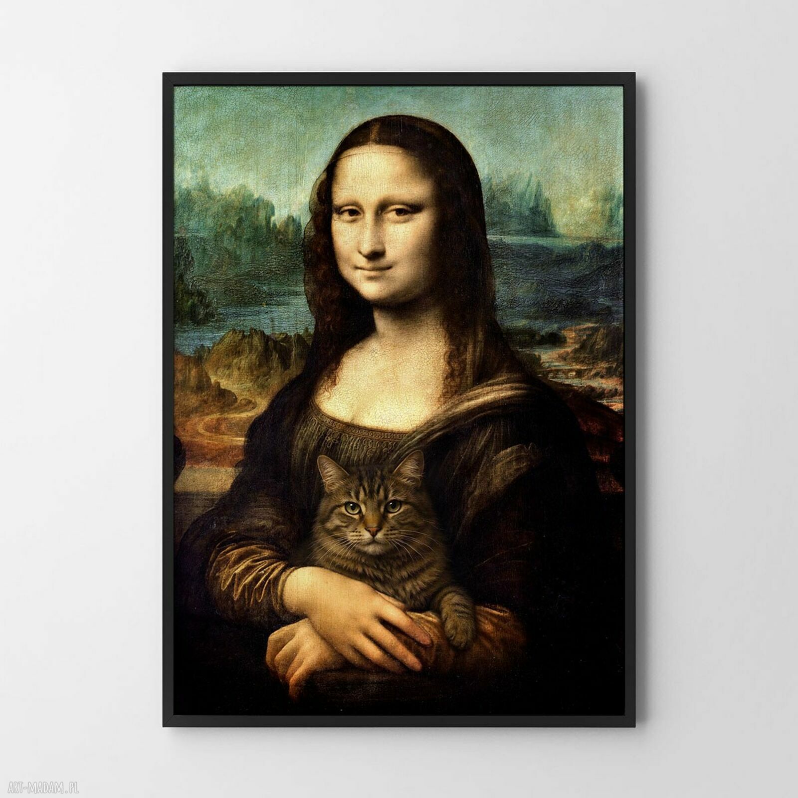 Plakat Mona Lisa z kotem - format 61x91 cm Hogstudio
