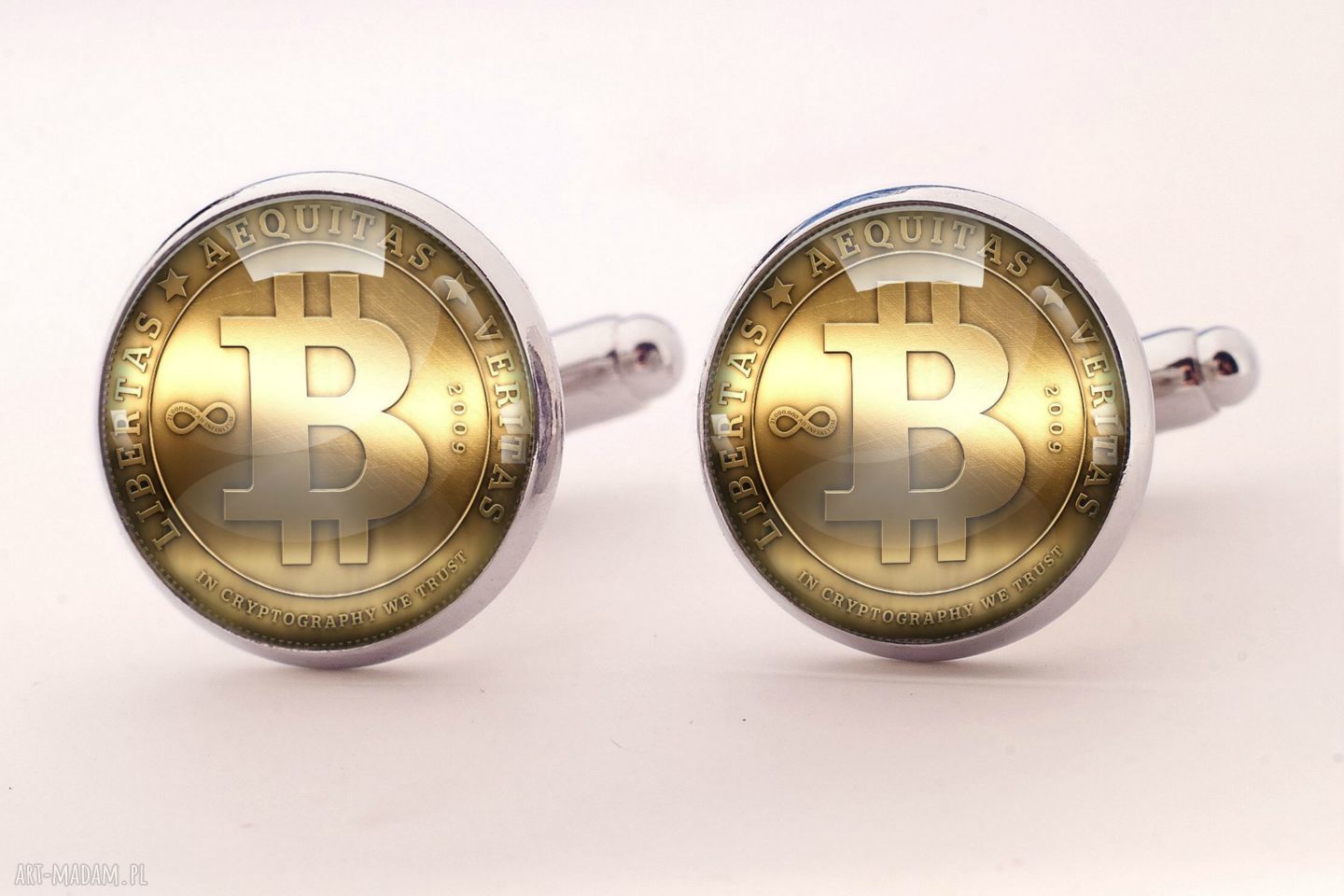 Bitcoin spinki mankietów moneta hazard pieniądz ręcznie robione