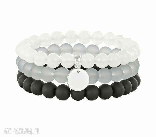Simply charm moon black gray silver trio jadeit moneta blackstone
