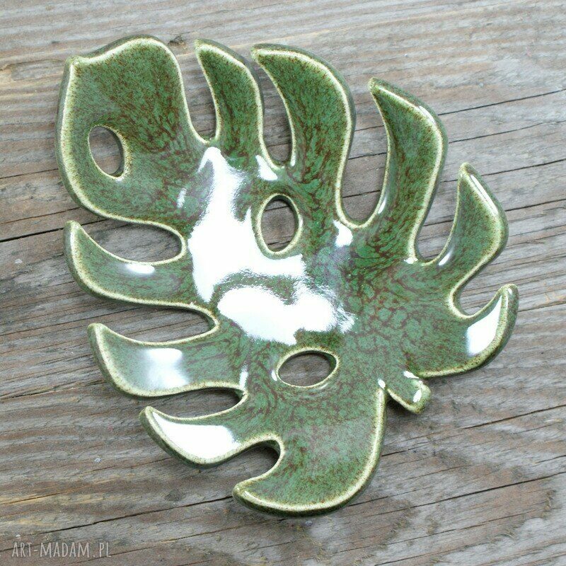 Mydelniczka MONSTERA - ceramiczna mydelniczka w kształcie liścia monstery