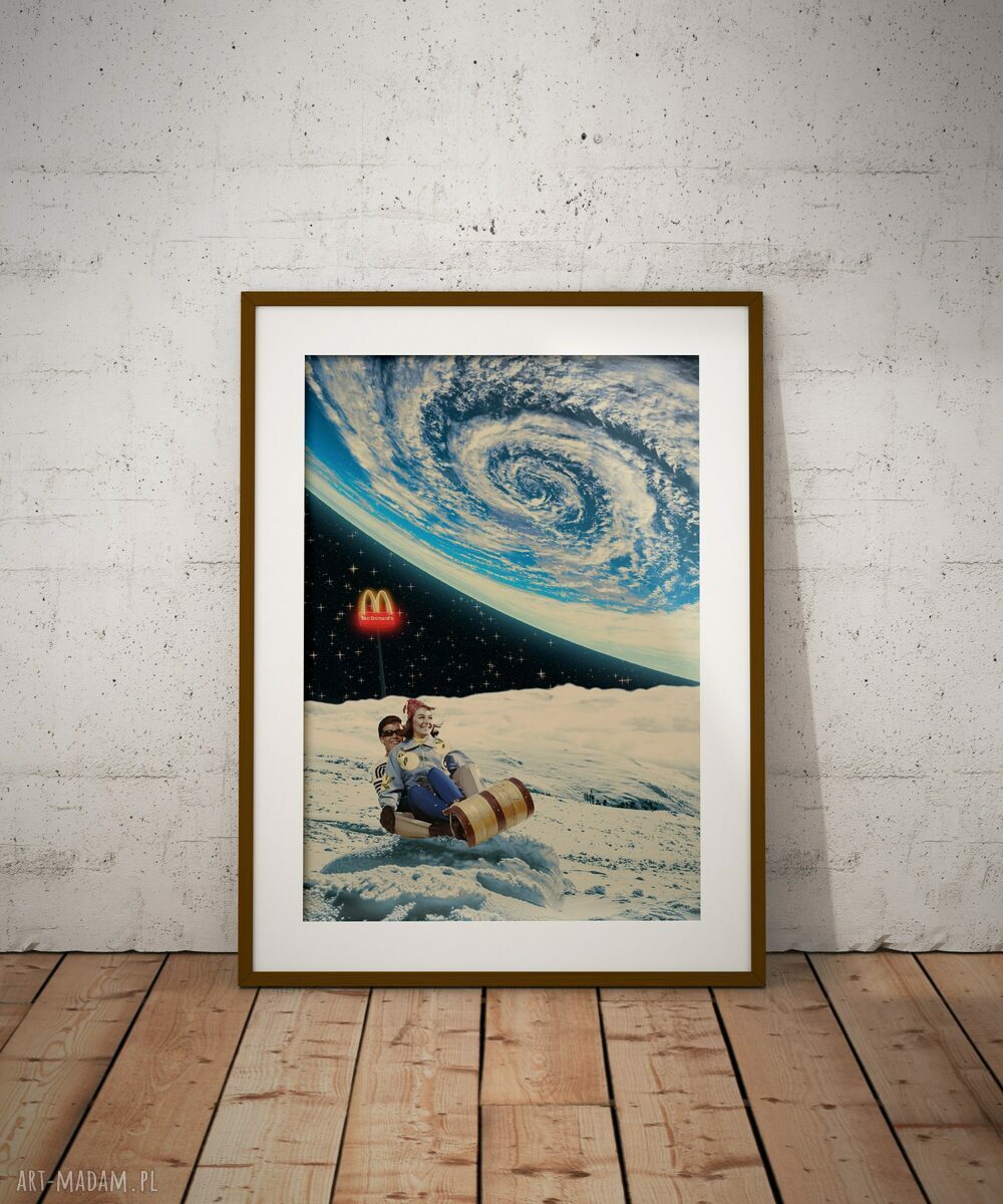 Plakat Moon Drive - kolaż Fine Art A3