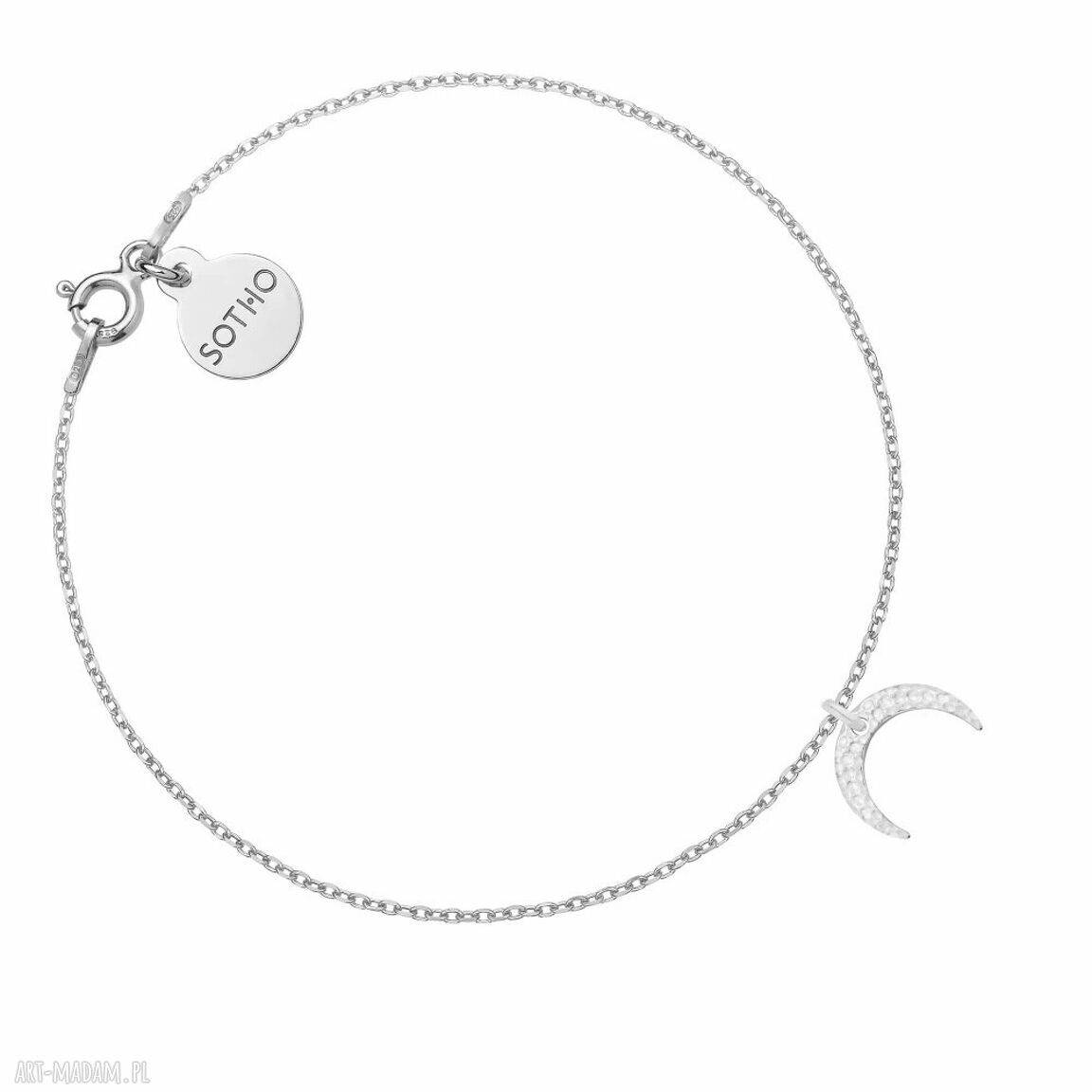 Srebrna bransoletka księżycem łańcuszek delikatna księżyc moon