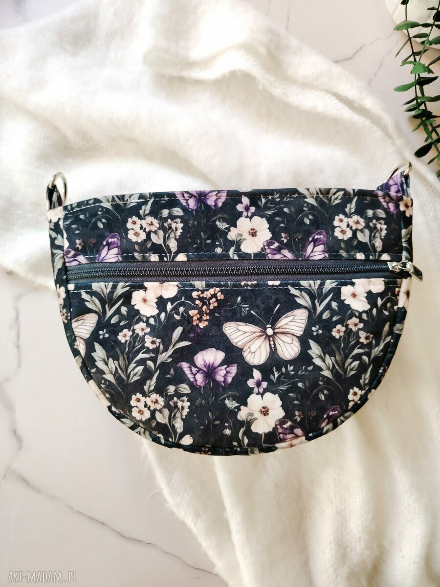 Torebka Moon Mała Motyle - handmade z weluru tapicerskiego