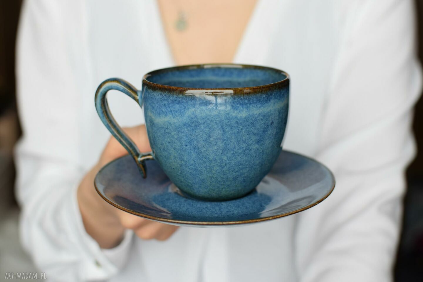 Filiżanka Morska 220ml z Sercem Wewnątrz Ceramiczna