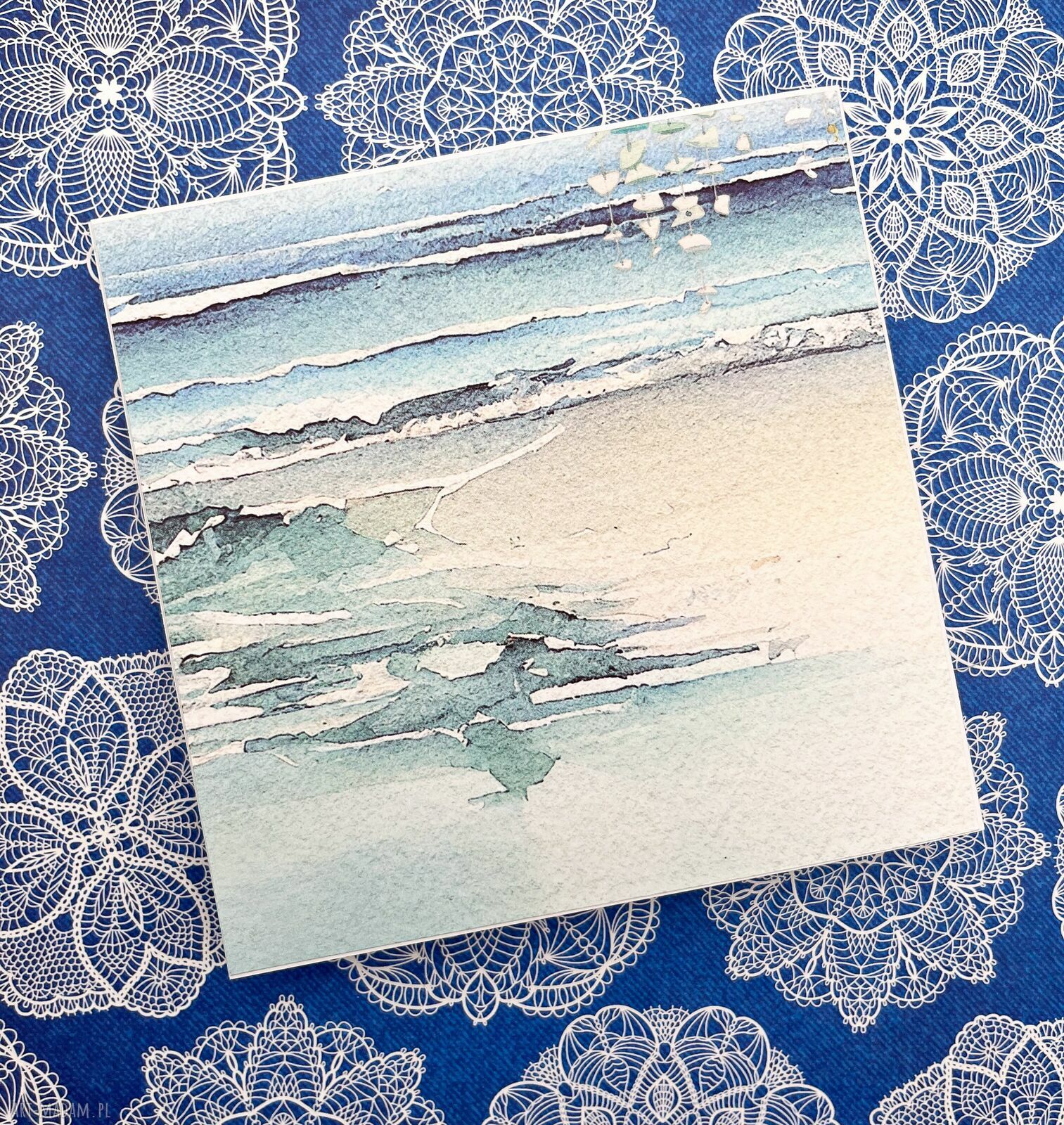 Morska kartka „Wiatru w żagle” - scrapbooking handmade z kopertą