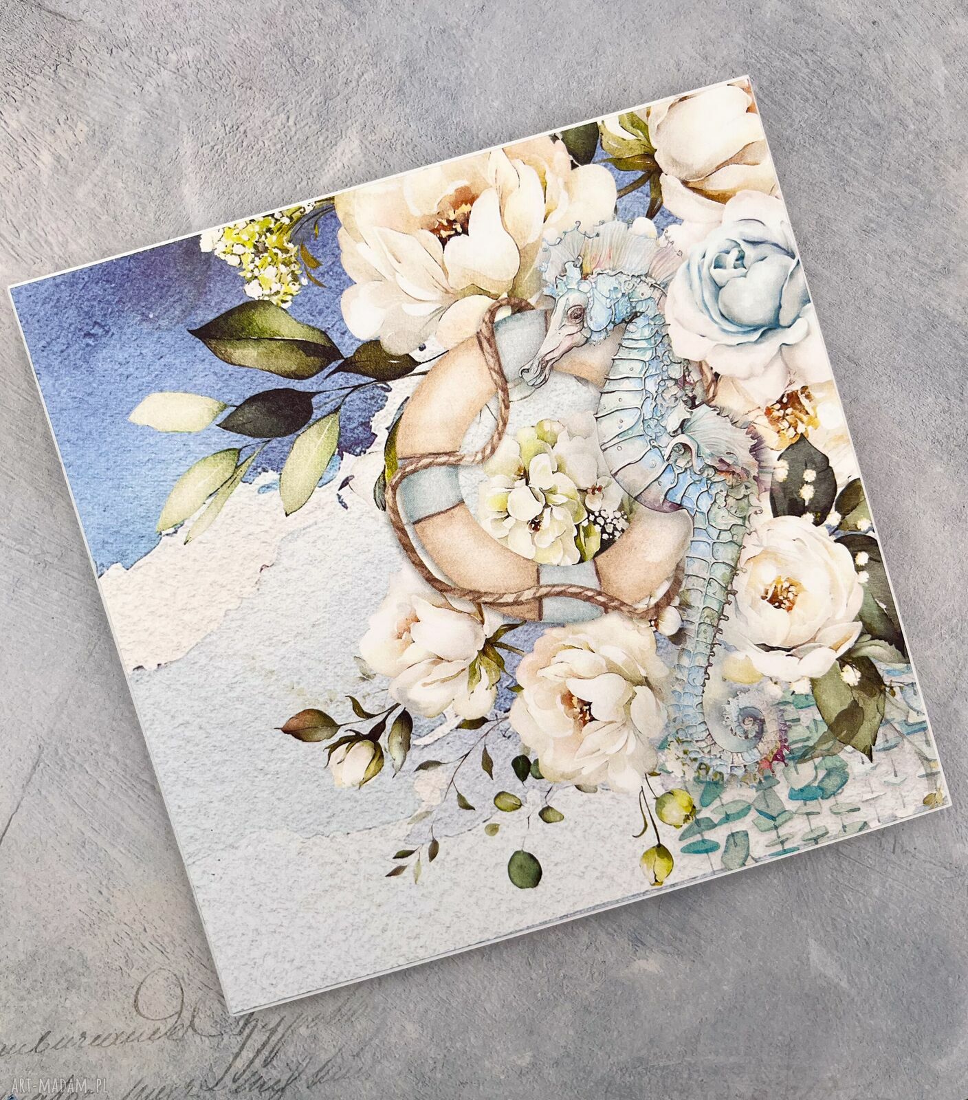Morska kartka na urodziny „Bezpiecznej przystani” - handmade scrapbooking