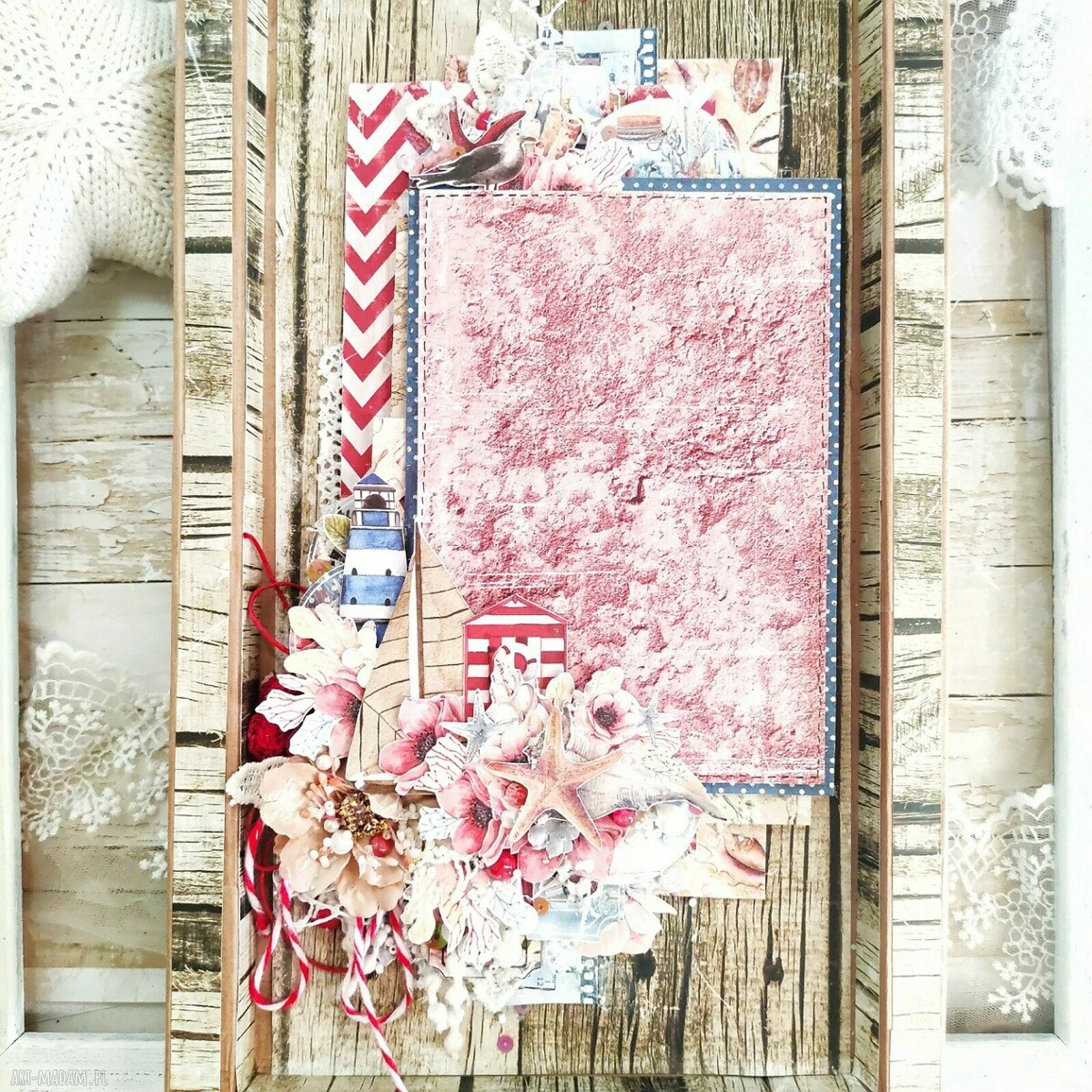 Morska ramka na zdjęcie 10x15 cm - styl plażowy handmade