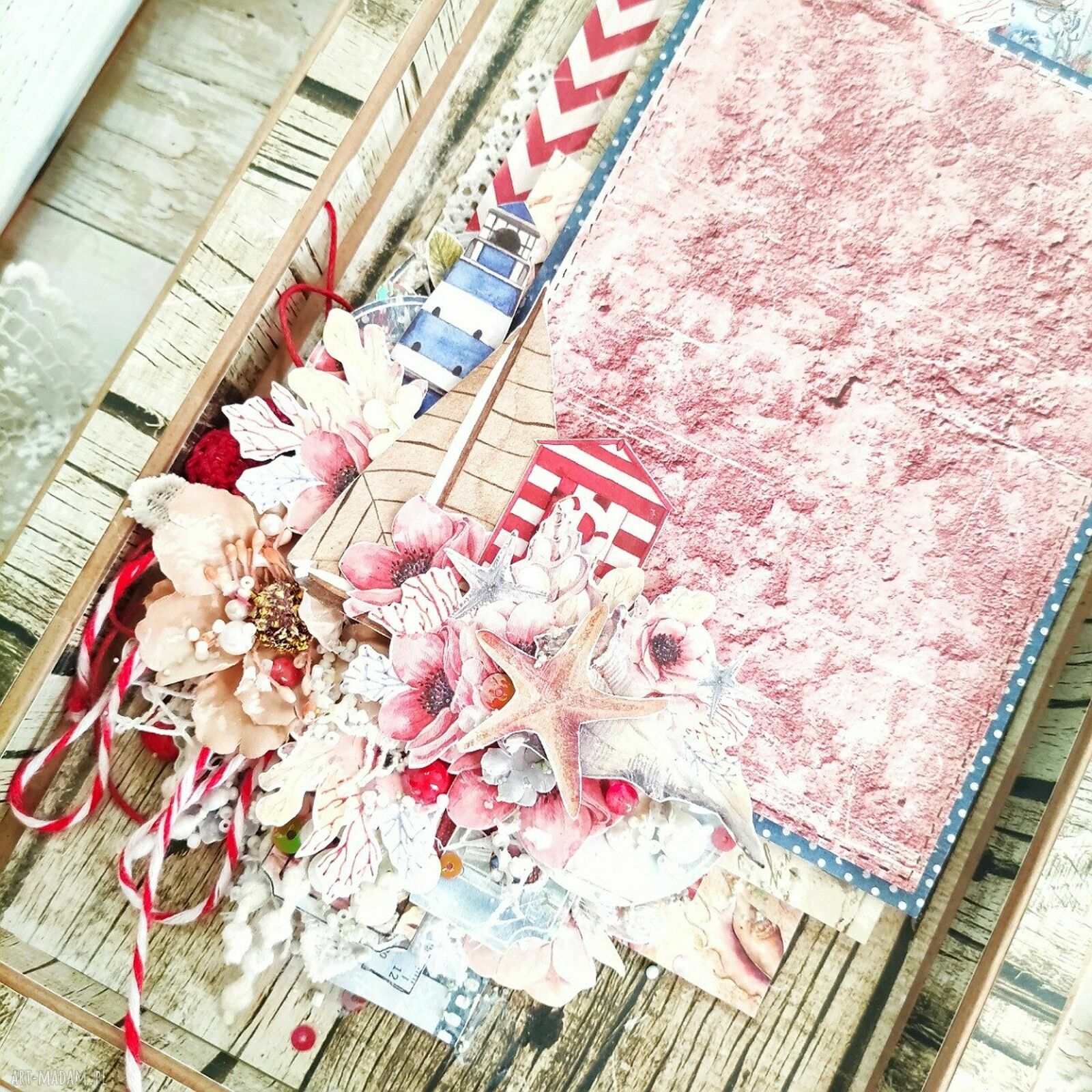 Morska ramka na zdjęcie 10x15 cm - styl plażowy handmade