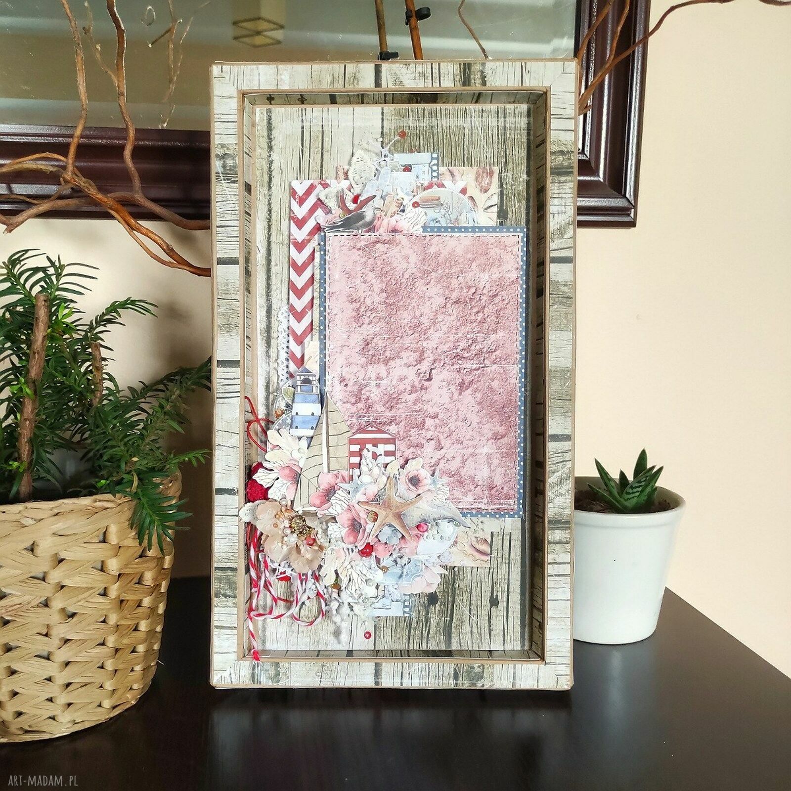 Morska ramka na zdjęcie 10x15 cm - styl plażowy handmade