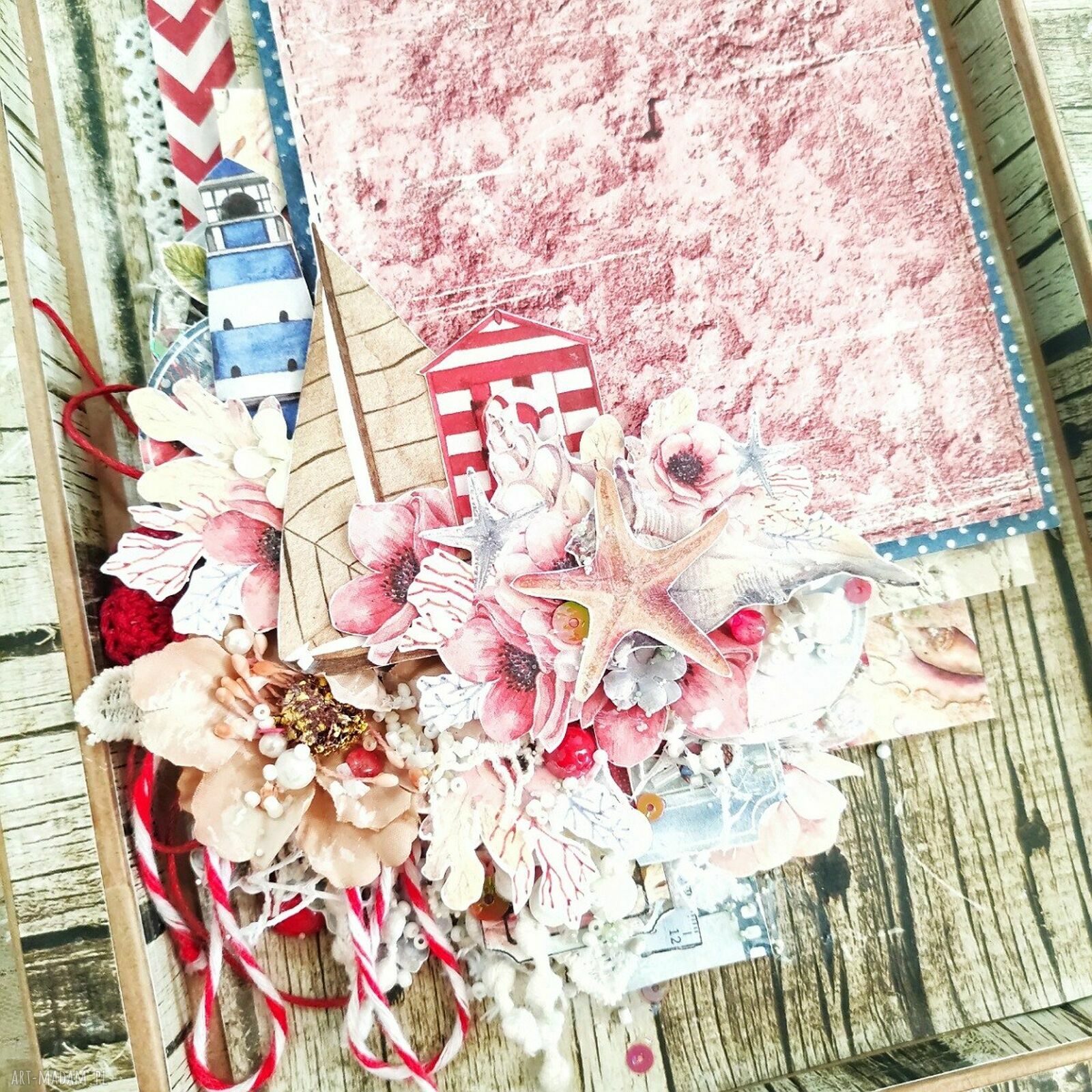 Morska ramka na zdjęcie 10x15 cm - styl plażowy handmade