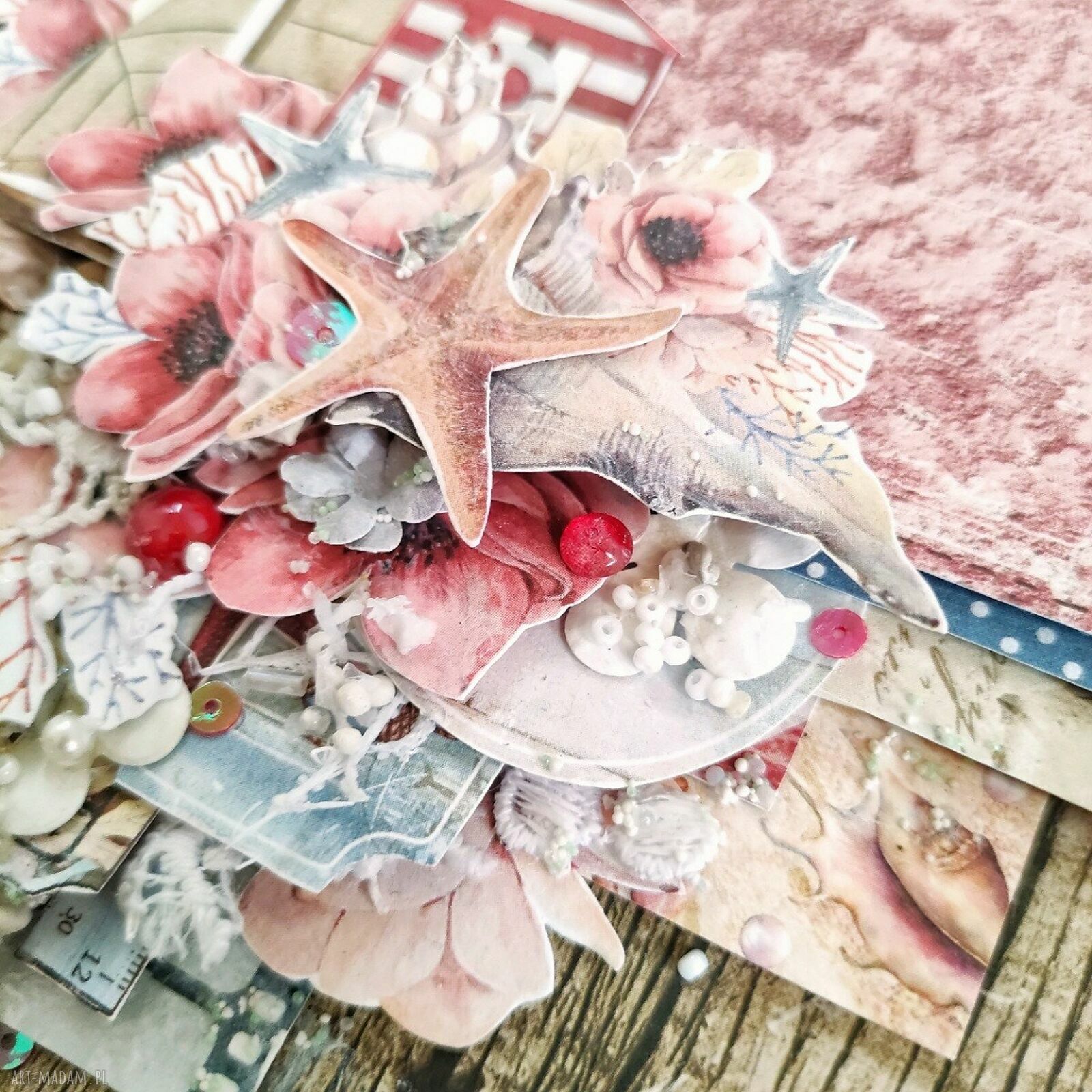 Morska ramka na zdjęcie 10x15 cm - styl plażowy handmade