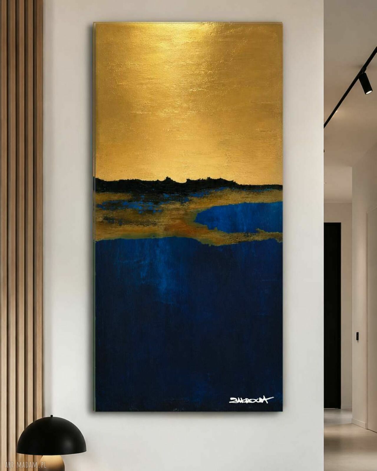 Morska Zatoka - ręcznie malowany obraz na płótnie 80x160 cm