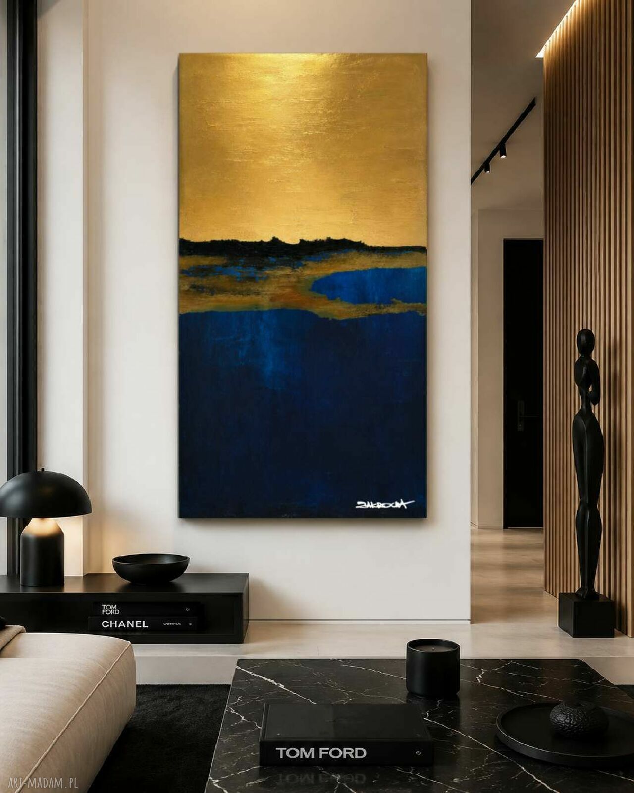 Morska Zatoka - ręcznie malowany obraz na płótnie 80x160 cm