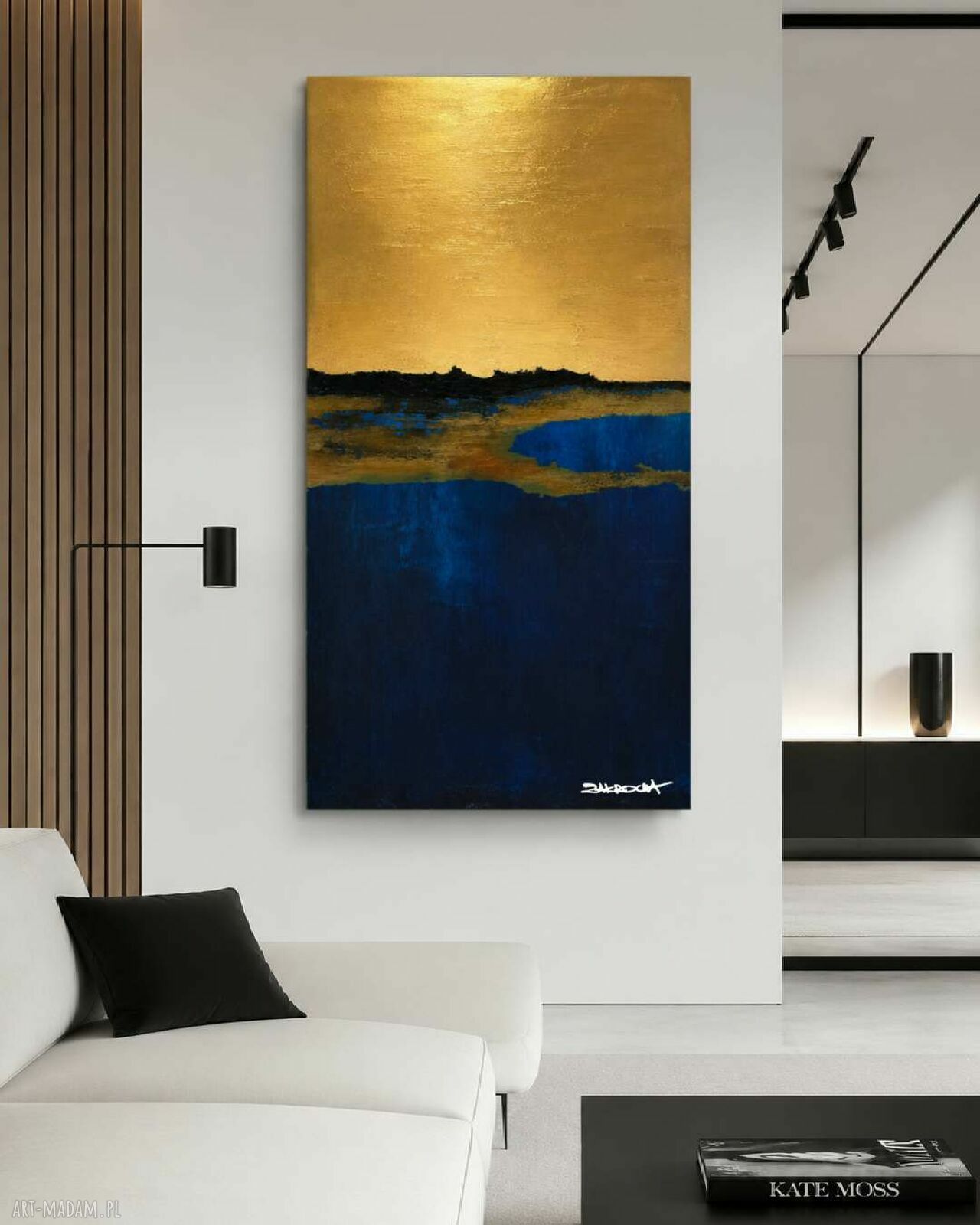 Morska Zatoka - ręcznie malowany obraz na płótnie 80x160 cm