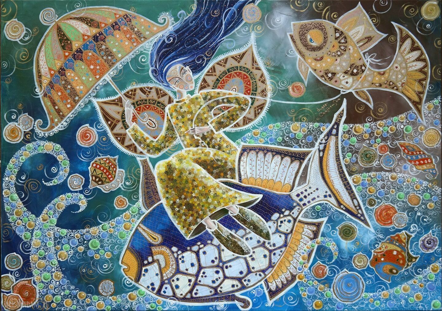 Morski spacer - obraz giclee na płótnie z aniołem
