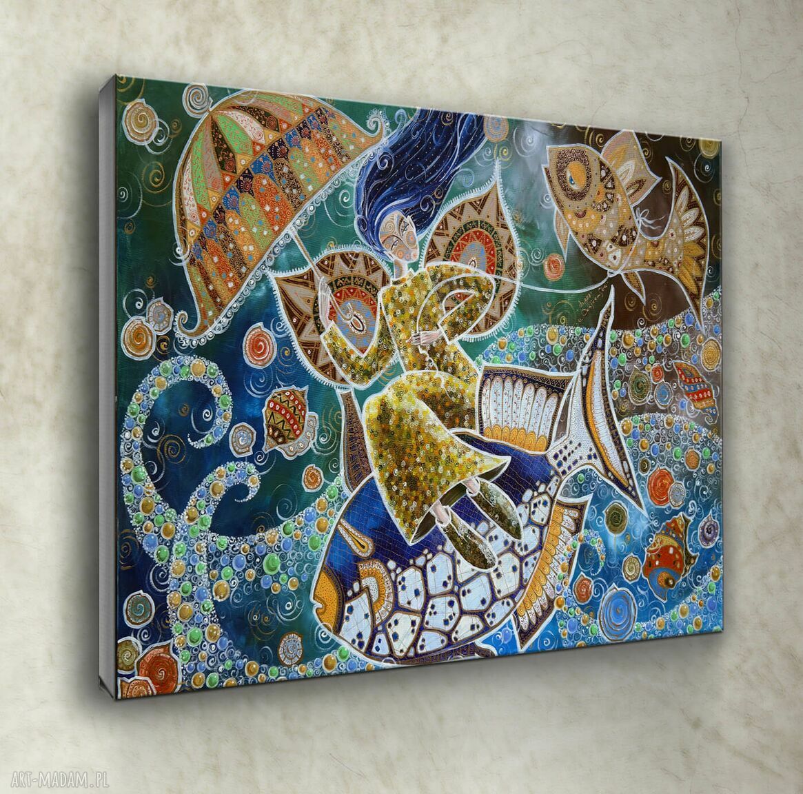 Morski spacer - obraz giclee na płótnie z aniołem