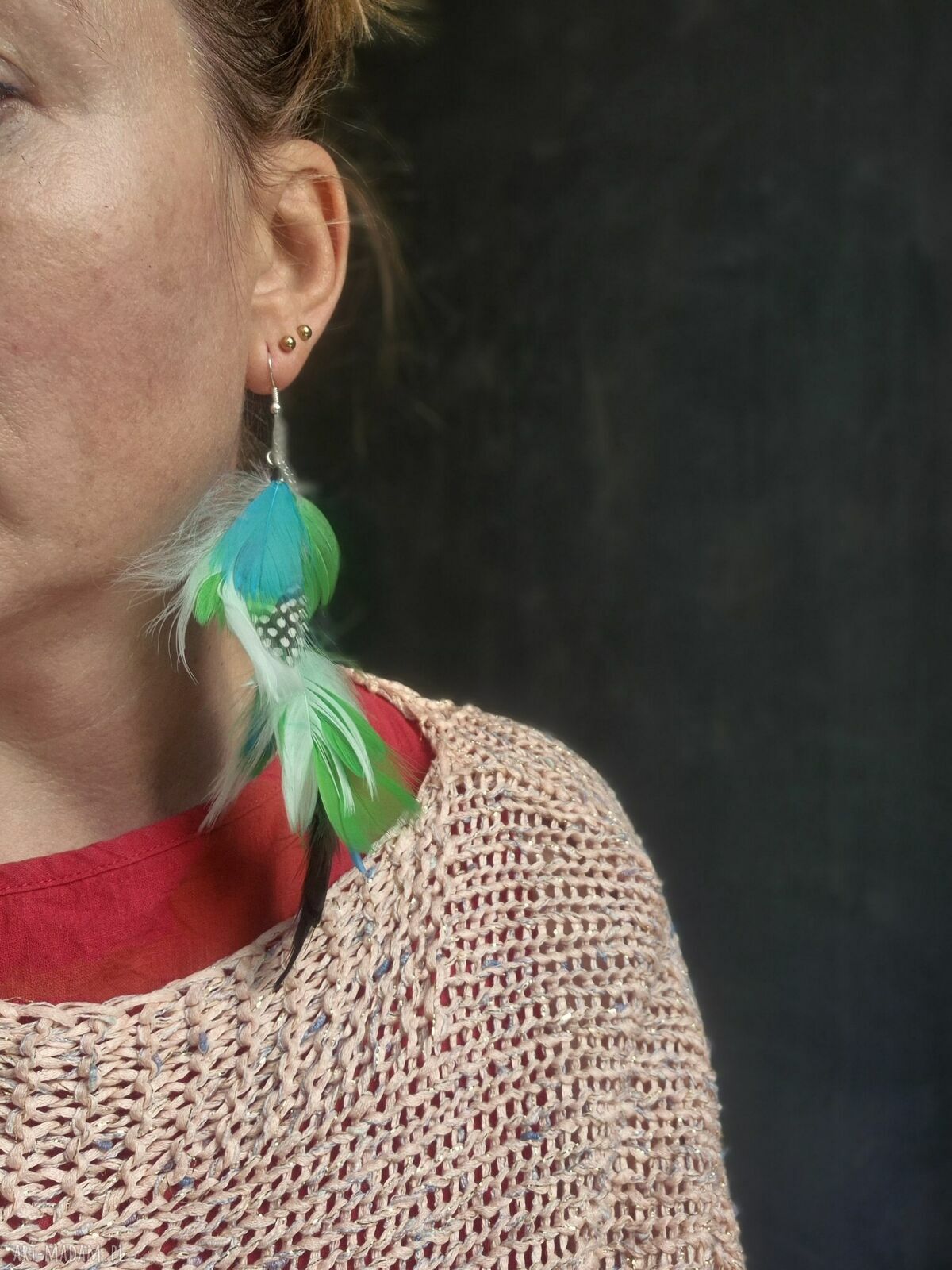 Kolczyki morskie pióra - lekkie boho w zieleni i turkusie