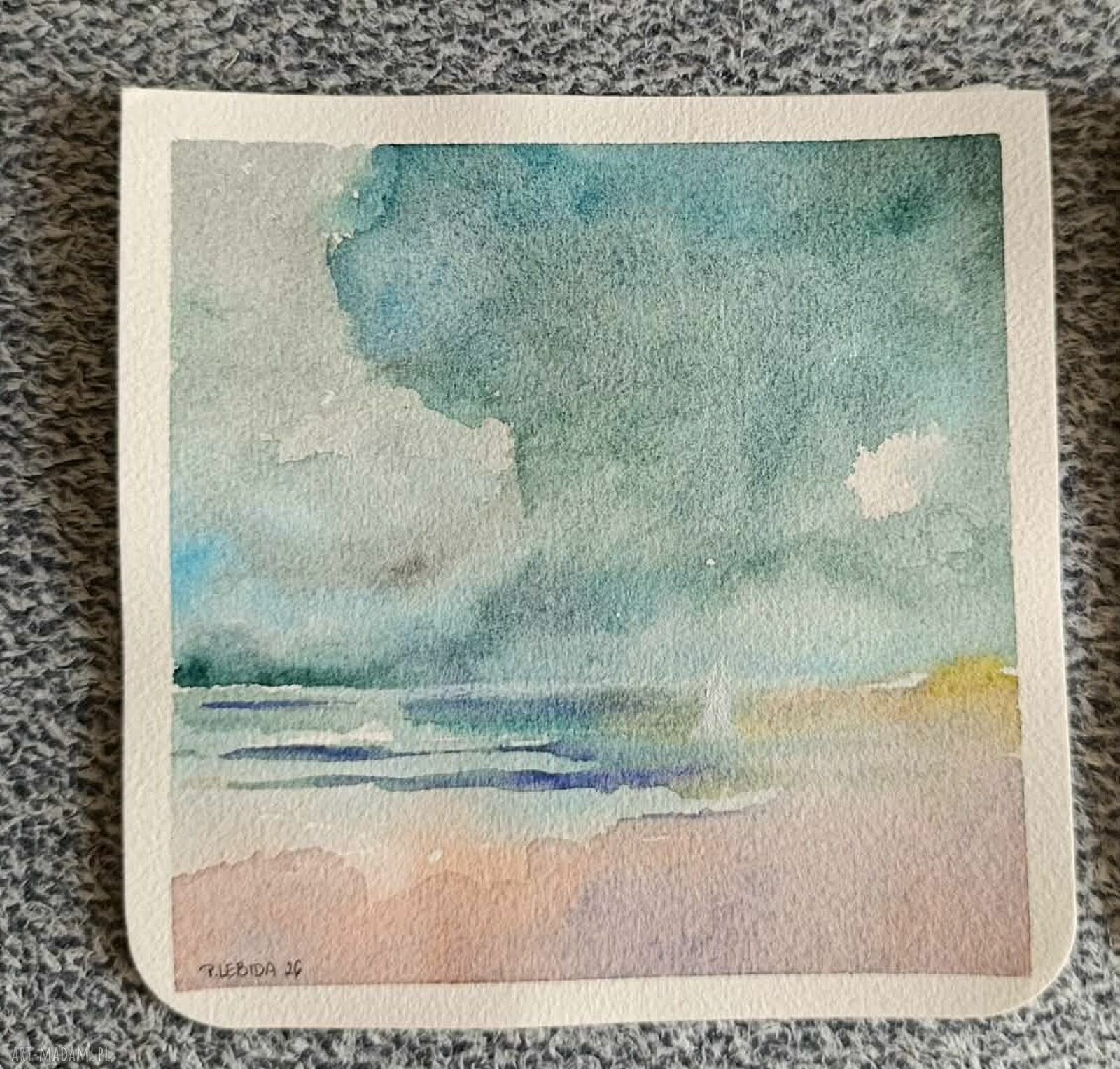 MORZE - akwarela 15 x 15 cm (ręcznie malowana, sygnowana)