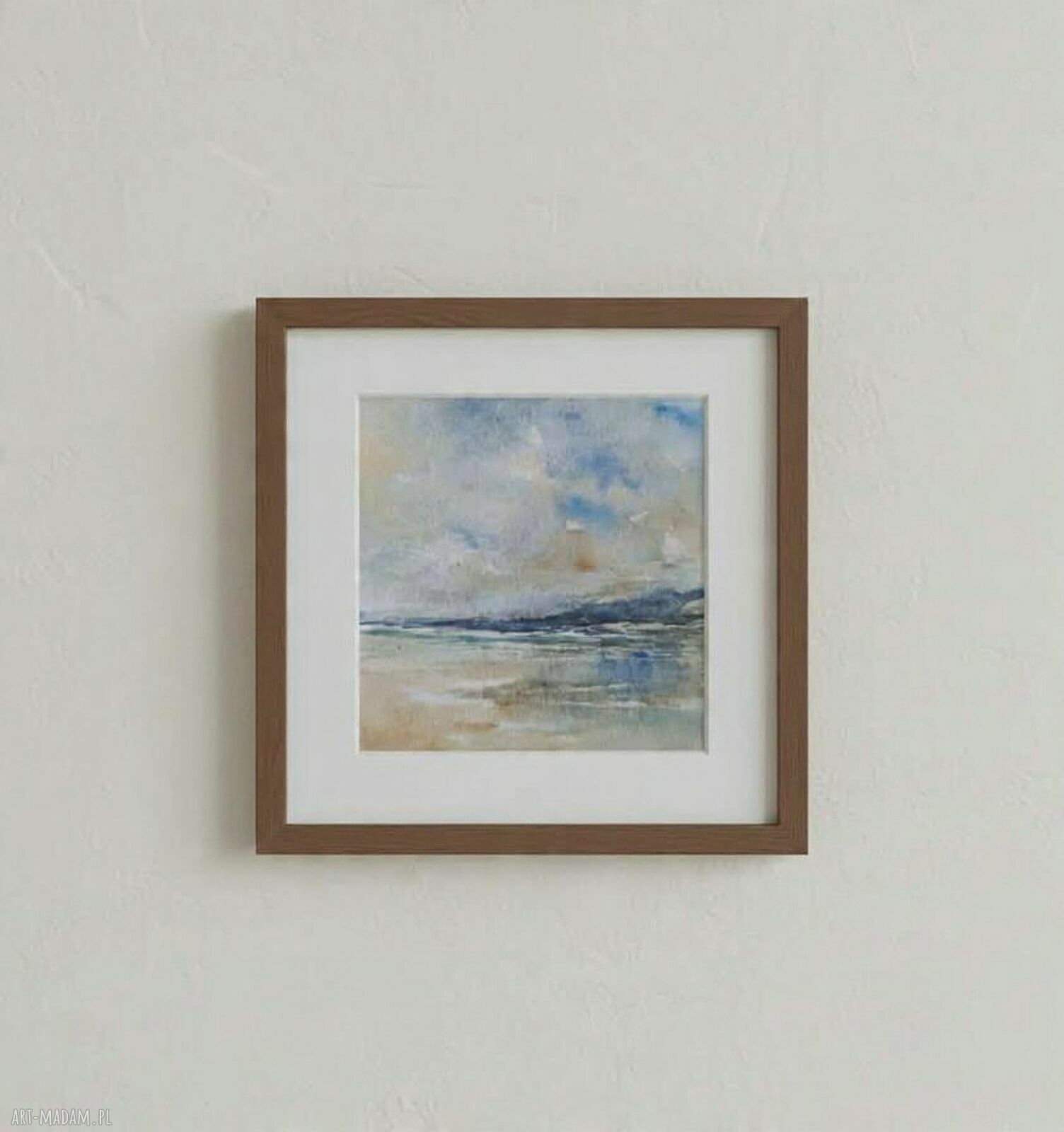 Morze - akwarela 15x15 cm kwadrat Paulina Lebida, sygnowana