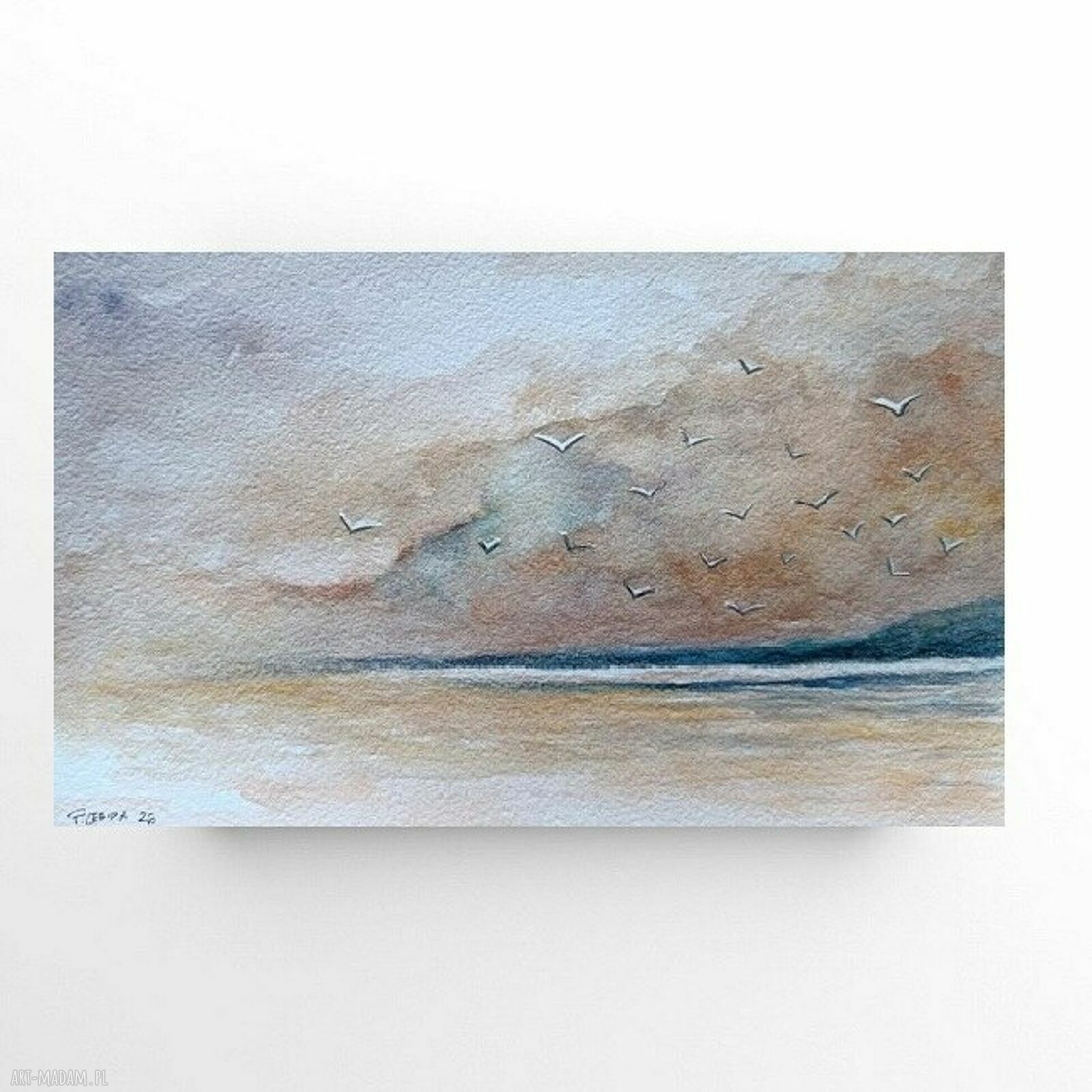 Morze - akwarela 15x25 cm, sygnowana, bez ramy