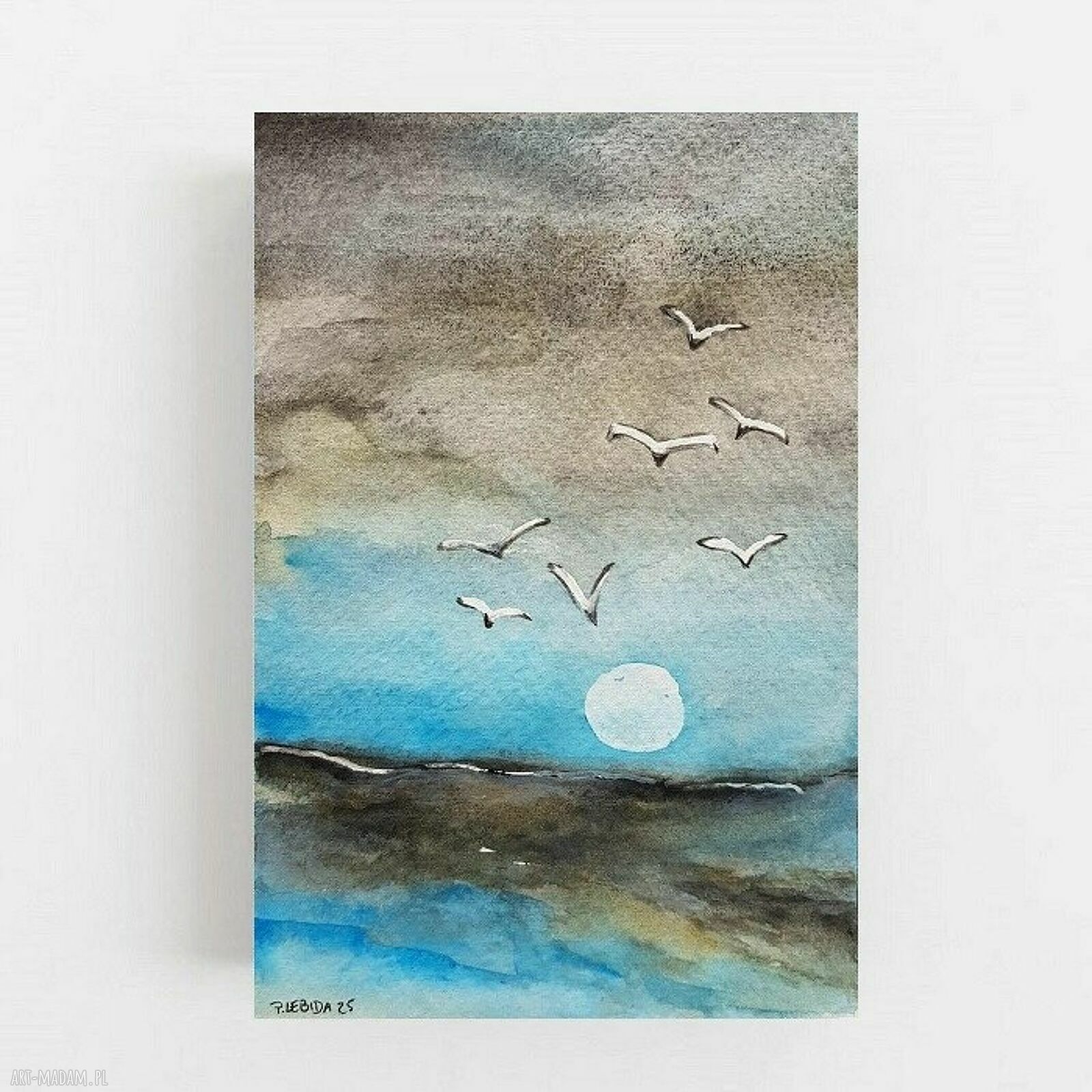 Morze - oryginalna akwarela 18 x 12,5 cm, sygnowana bez oprawy