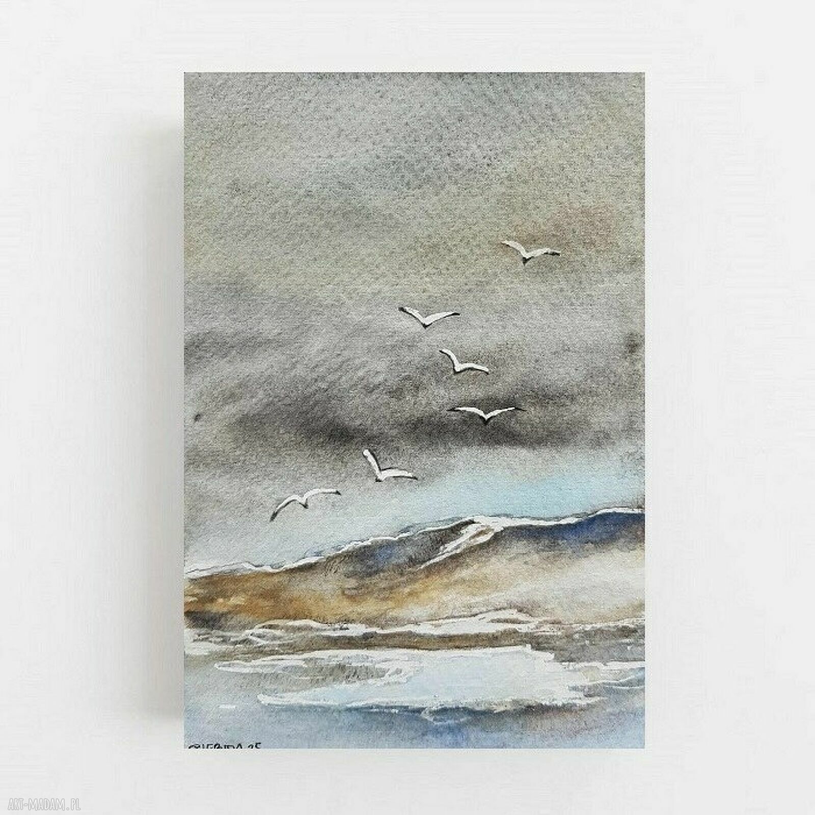 Oryginalna akwarela „Morze” 18 x 12,5 cm - bez oprawy