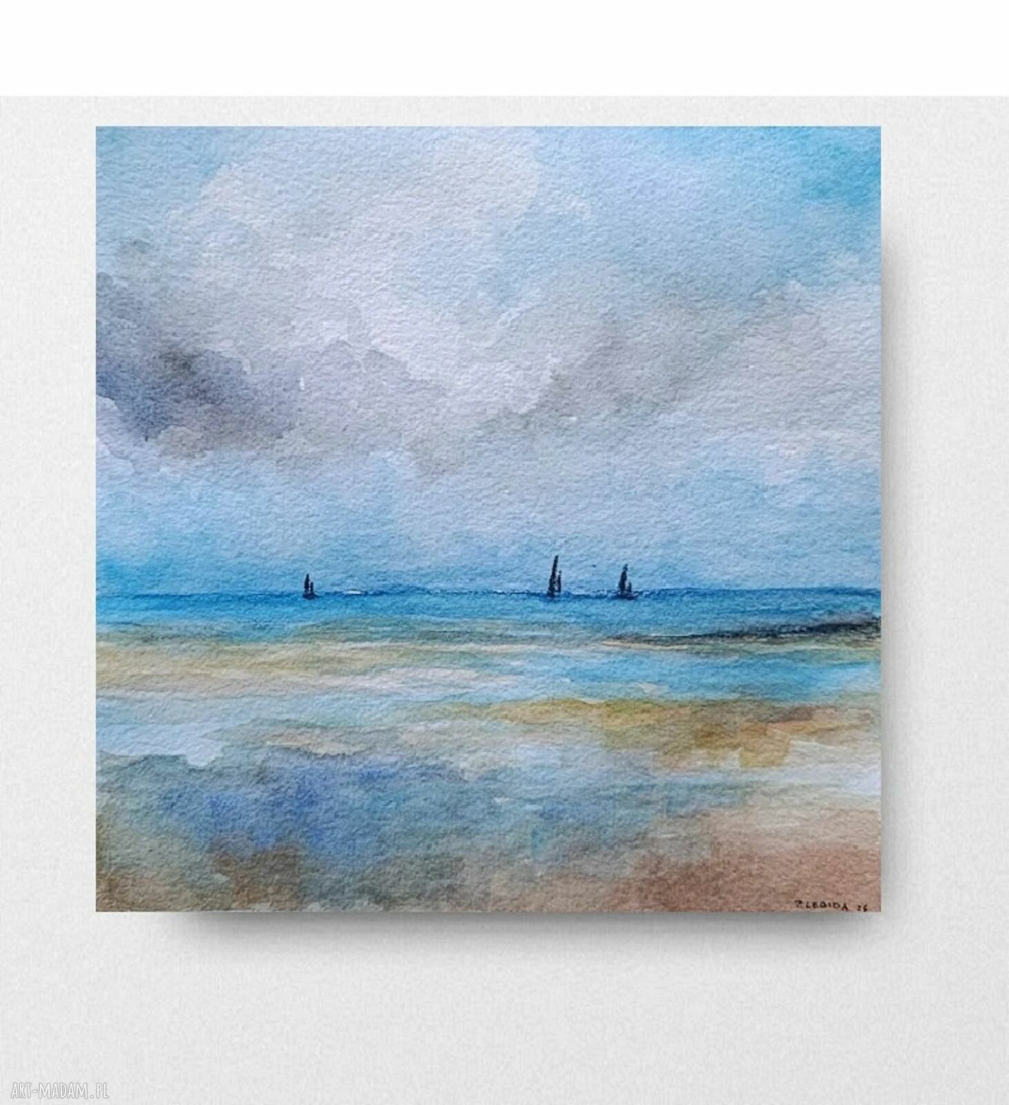 Oryginalna akwarela morza 20x20 cm