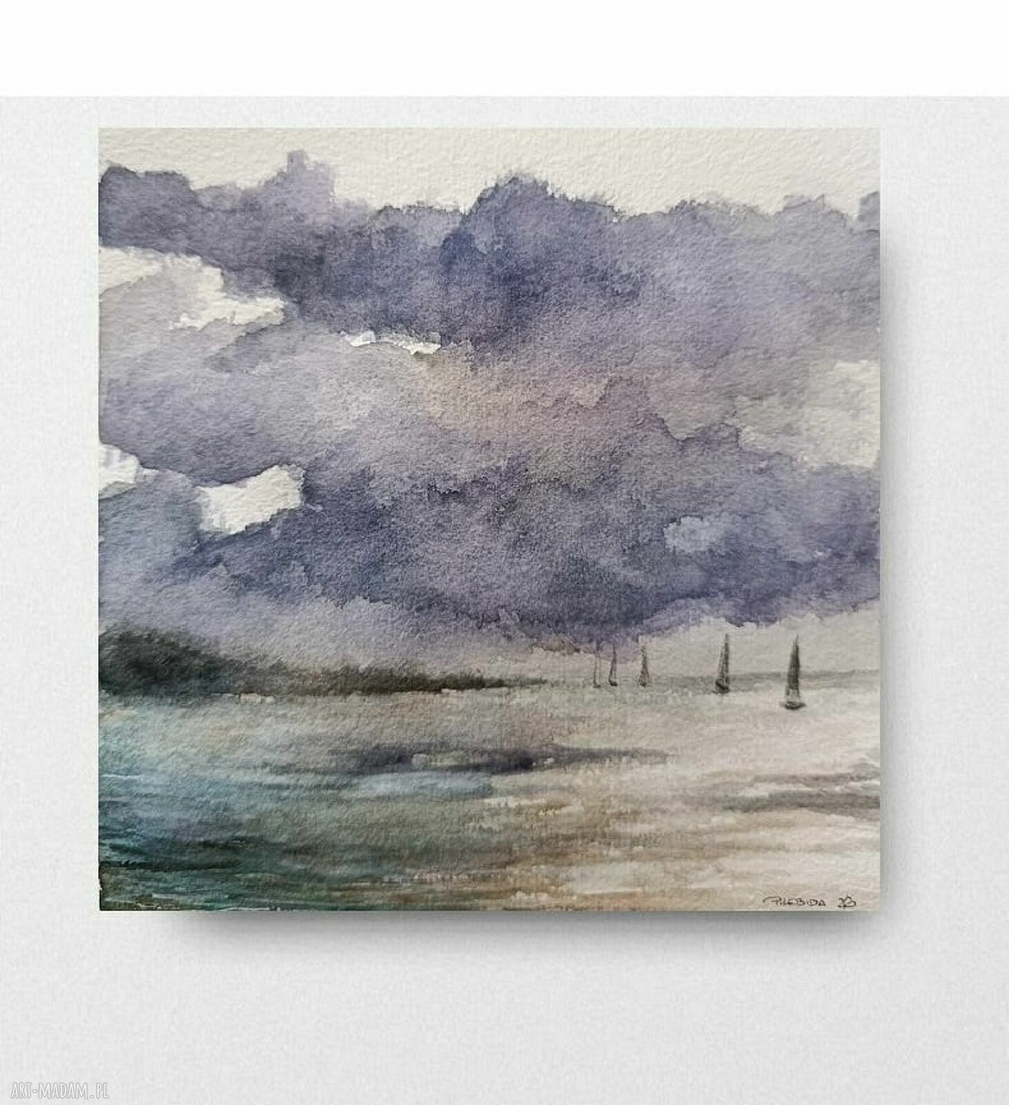 Morze - oryginalna akwarela 20x20 cm