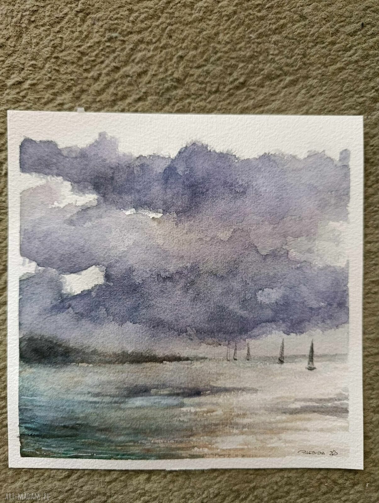 Morze - oryginalna akwarela 20x20 cm