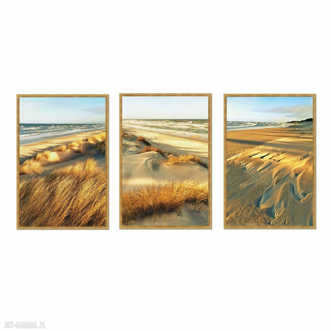 Morze, Bałtyk, plaża - komplet 3 plakatów autorskich (tryptyk)