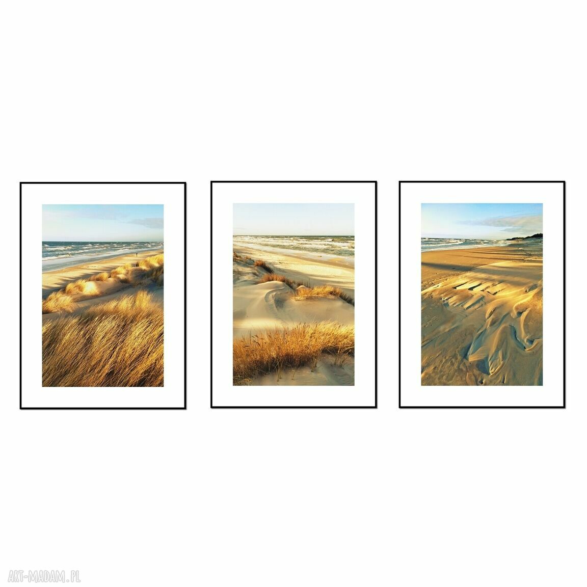 Morze, Bałtyk, plaża - komplet 3 plakatów autorskich (tryptyk)