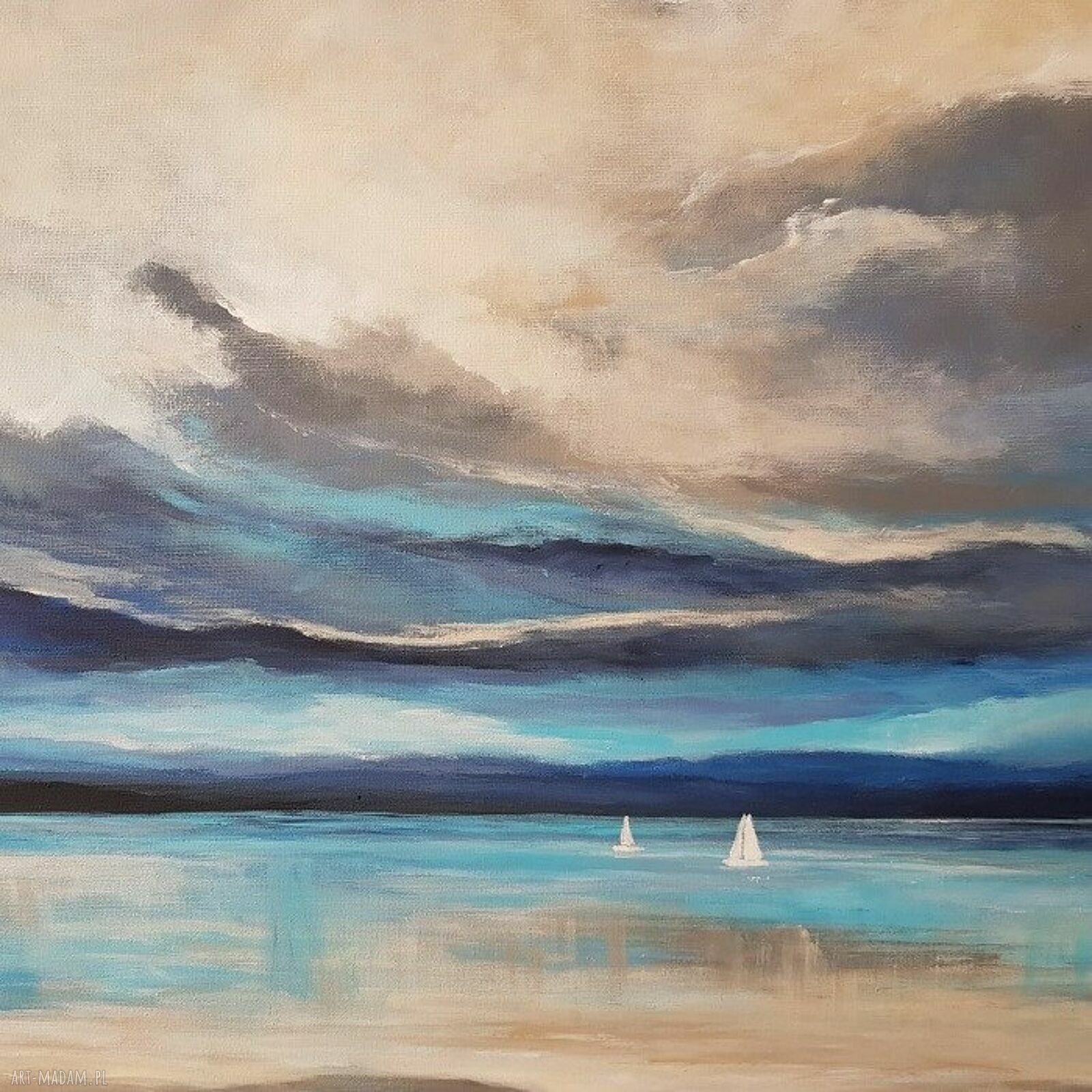 Morze - obraz akrylowy 60x80 cm na płótnie (bez ramy), ręcznie malowany
