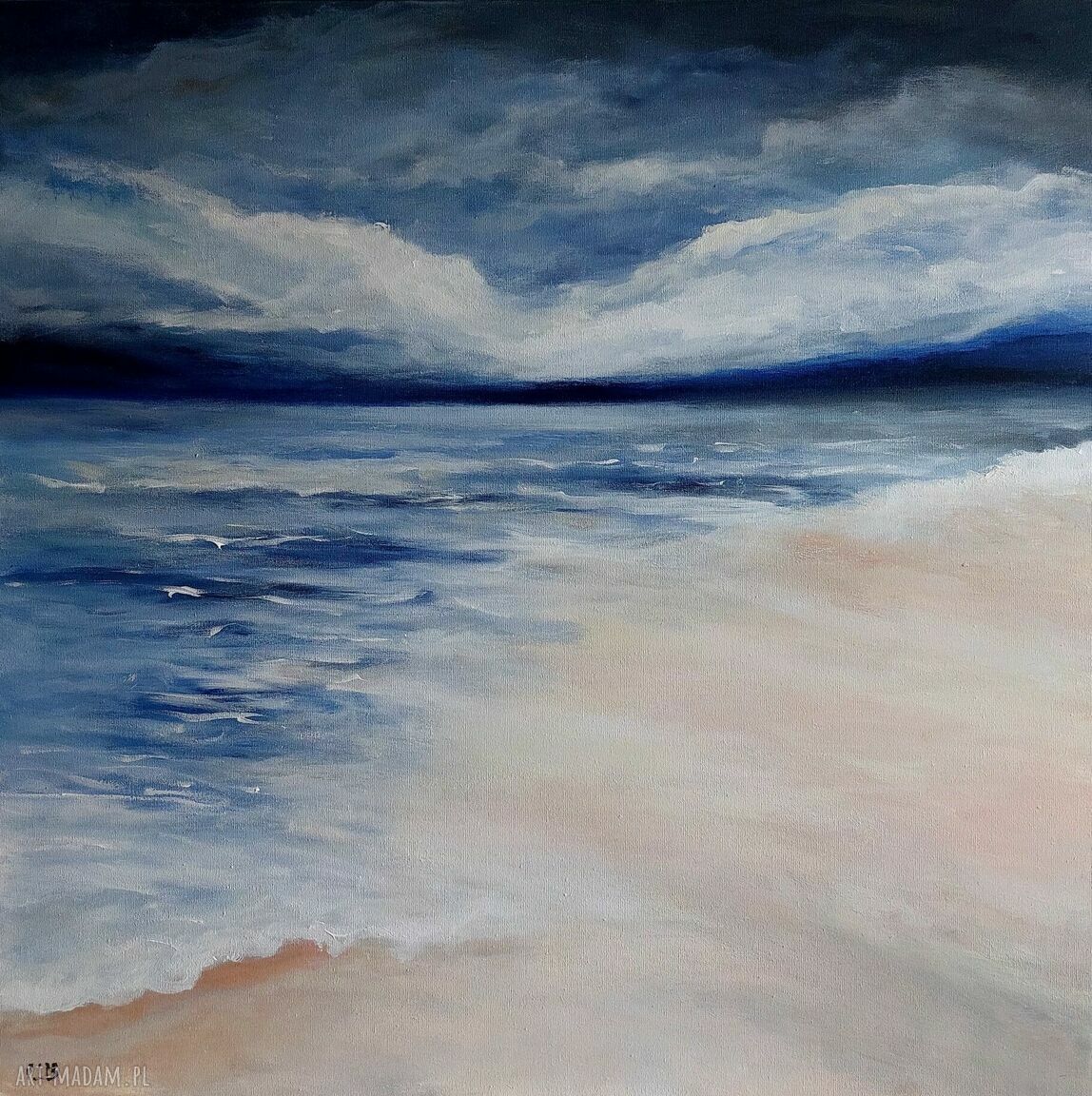 Autorski obraz akrylowy „Morze” 60x60 cm - kwadrat gotowy do powieszenia