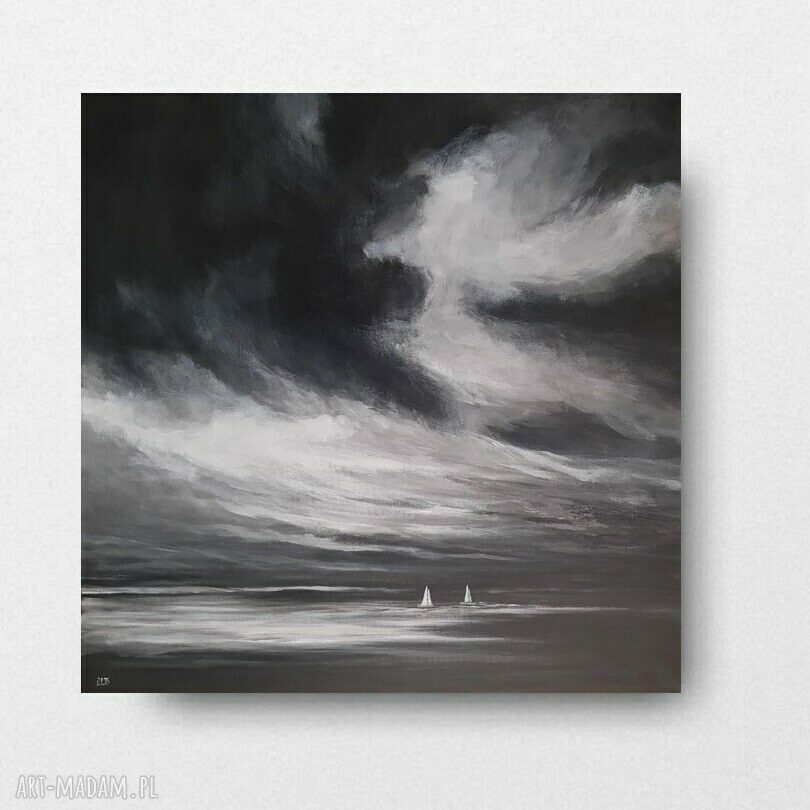 Morze - obraz akrylowy 60x60 cm z łodziami