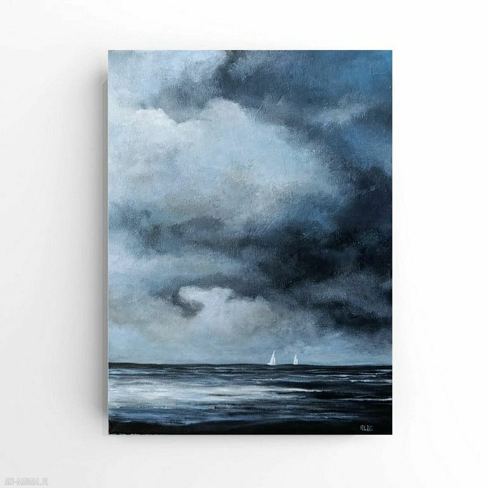 Morze - obraz akrylowy 40x30 z łodziami na płótnie