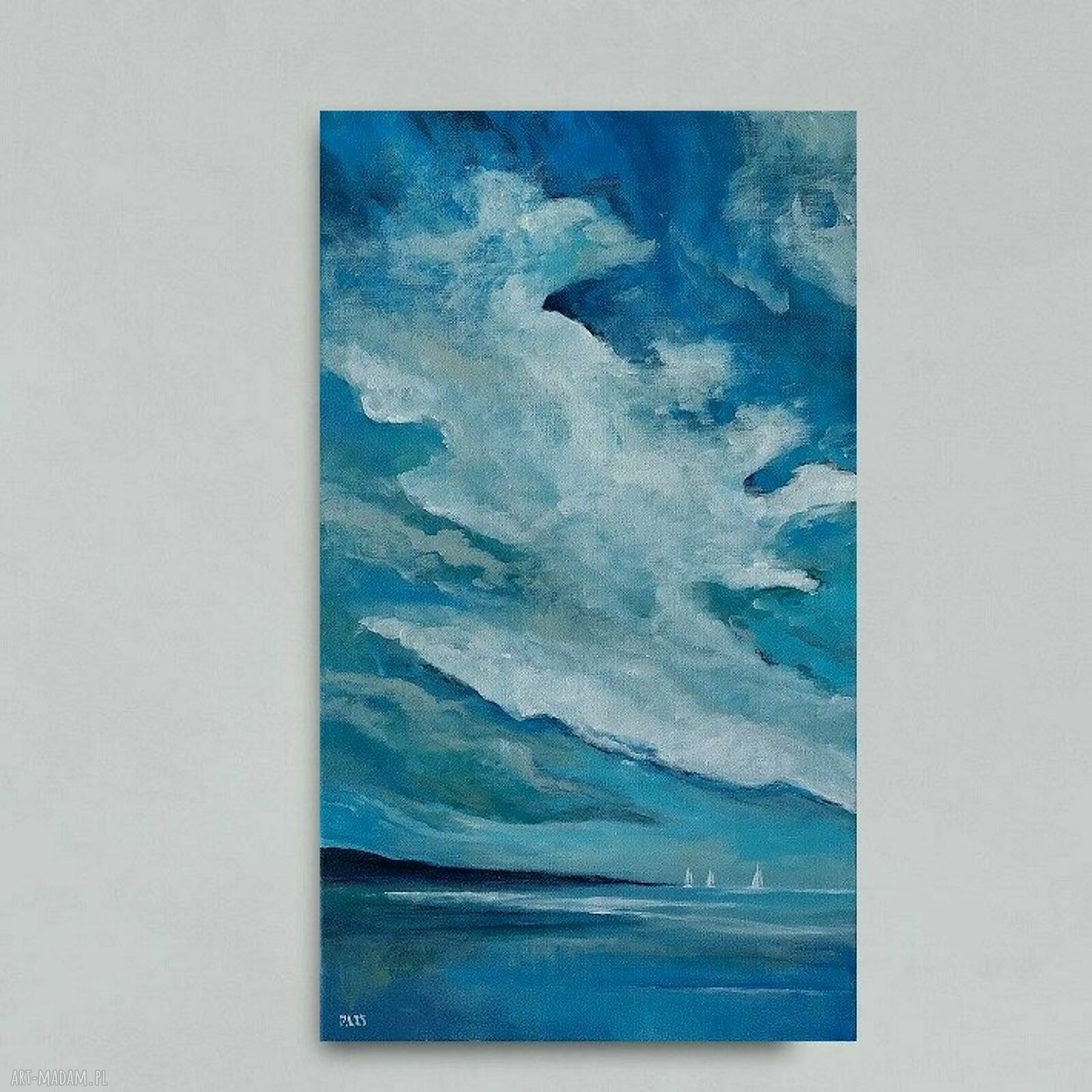 Morze - ręcznie malowany obraz akrylowy 50x30 cm