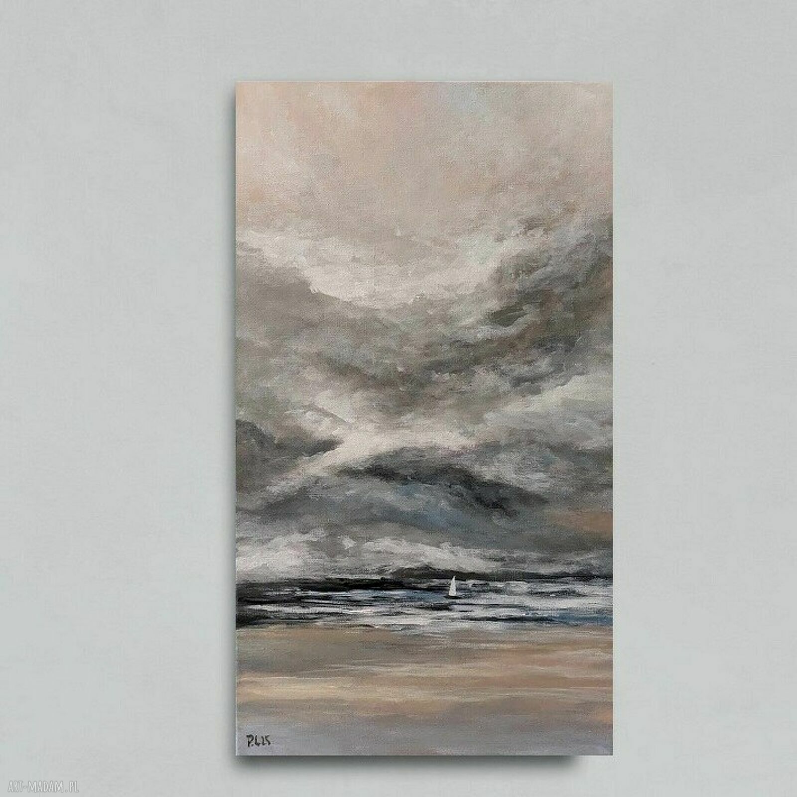 MORZE - ręcznie malowany obraz akrylowy 50x30 cm, sygnowany, bez ramy